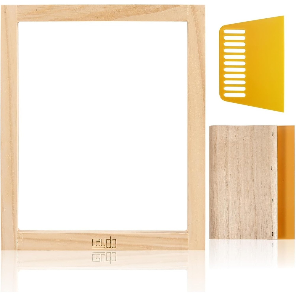 Caydo 3 Pieces 3 Sizes Screen Printing Squeegee, 75 Durometer Wooden Ink Scraper for Screen Printing Fabric, 5.9 Inch, 9.4 Inch and 13.7 Inch(8 x 10 Inch)