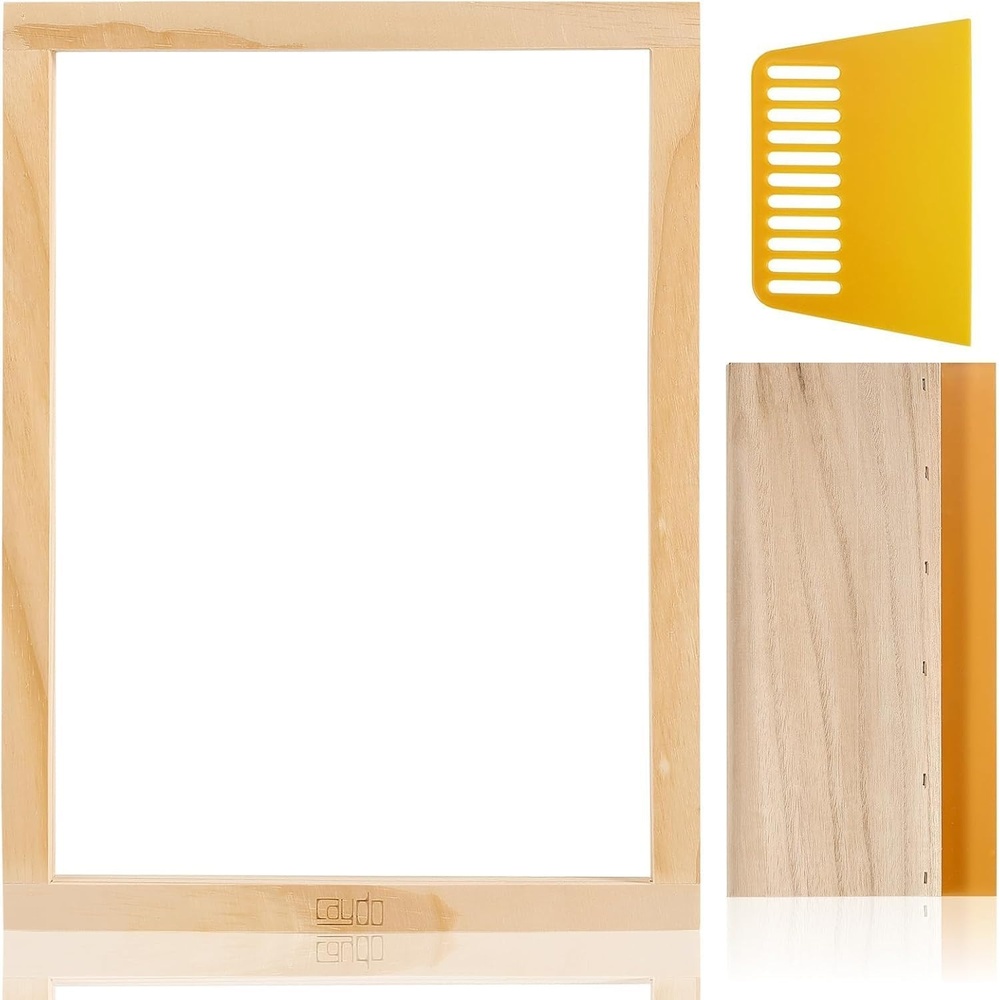 Caydo 3 Pieces 3 Sizes Screen Printing Squeegee, 75 Durometer Wooden Ink Scraper for Screen Printing Fabric, 5.9 Inch, 9.4 Inch and 13.7 Inch(10 x 14 Inch)