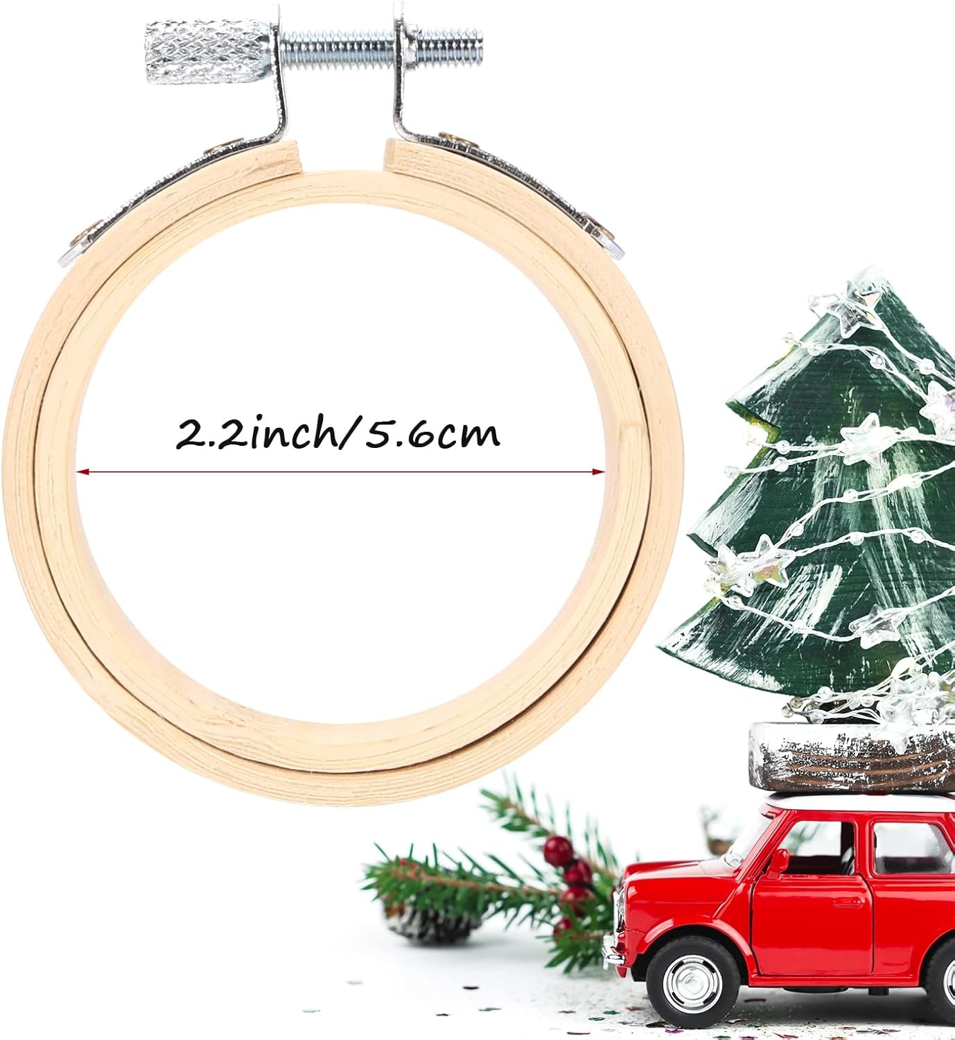 Caydo 10 Pieces 2.5 Inch Mini Embroidery Hoops Circle, Cross Stitch Hoop for Embroidery, Art Craft Handy Sewing, and Wall Decoration(2.2inch)