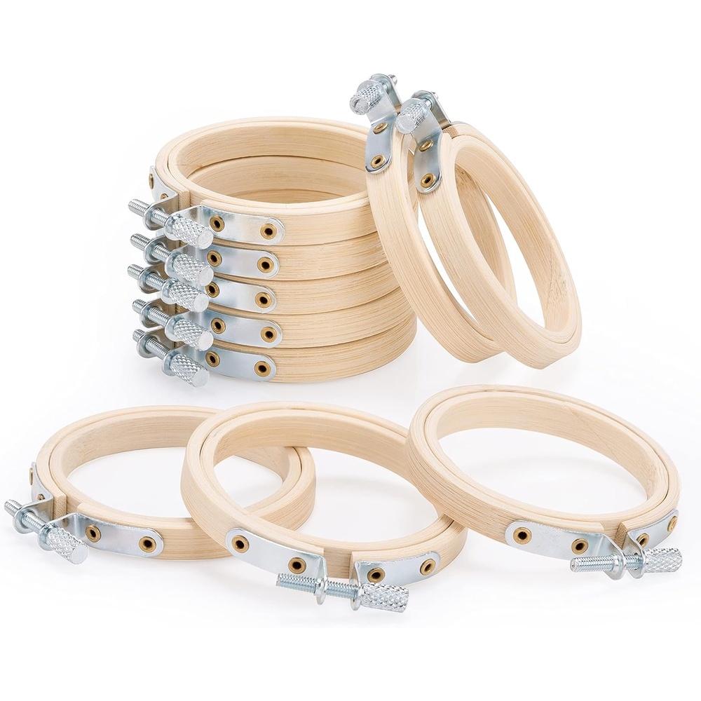 Caydo 10 Pieces 2.5 Inch Mini Embroidery Hoops Circle, Cross Stitch Hoop for Embroidery, Art Craft Handy Sewing, and Wall Decoration(2.5inch)