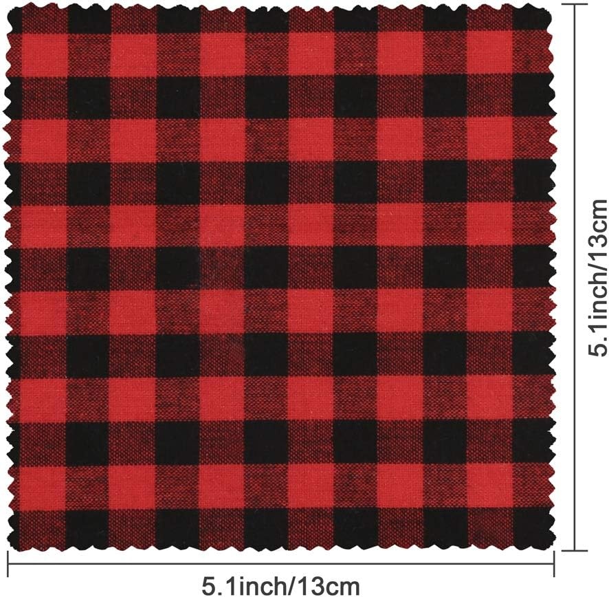 Caydo 12 Pieces Christmas Ornament Kit Including 3 Inch Embroidery Hoops and 5 Inch Squares Plaid Fabric for Christmas Decorations(24PCS)