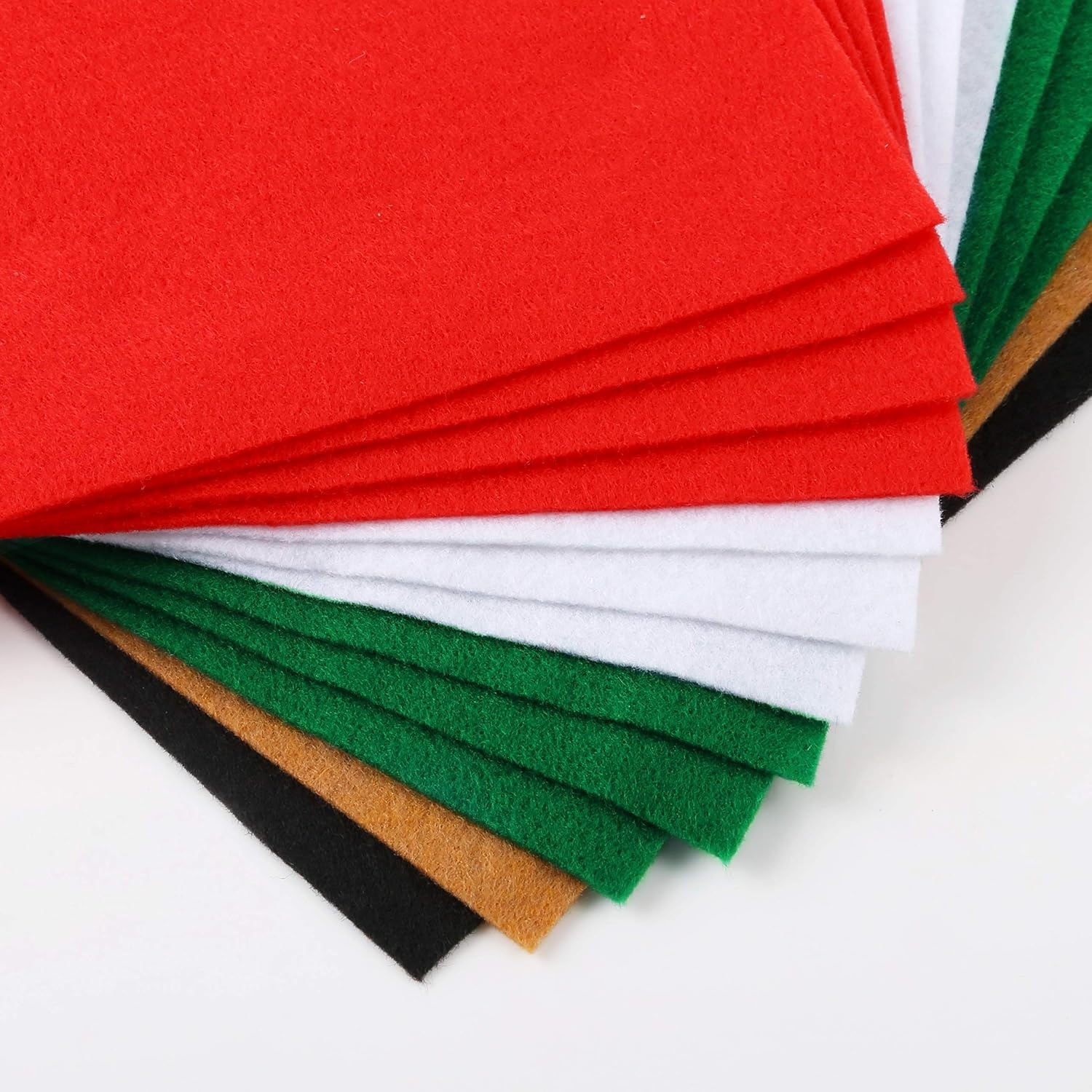 Caydo 12 Pieces A4 Christmas Felt Fabric Sheets, 5 Colors Felt Sheets Craft for DIY Christmas Decorations