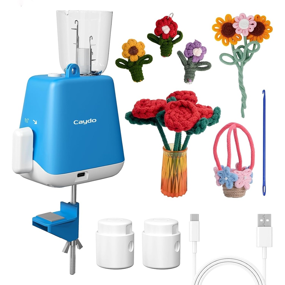 Caydo i Cord Knitting Machine, Electric iCord Maker Tool with Adequate Tension, i-Cord Knitter Machine, Automatic Knitting Yarns to i-Cords, Efficiently DIY Knitting Machine for Crocheters(Patented)