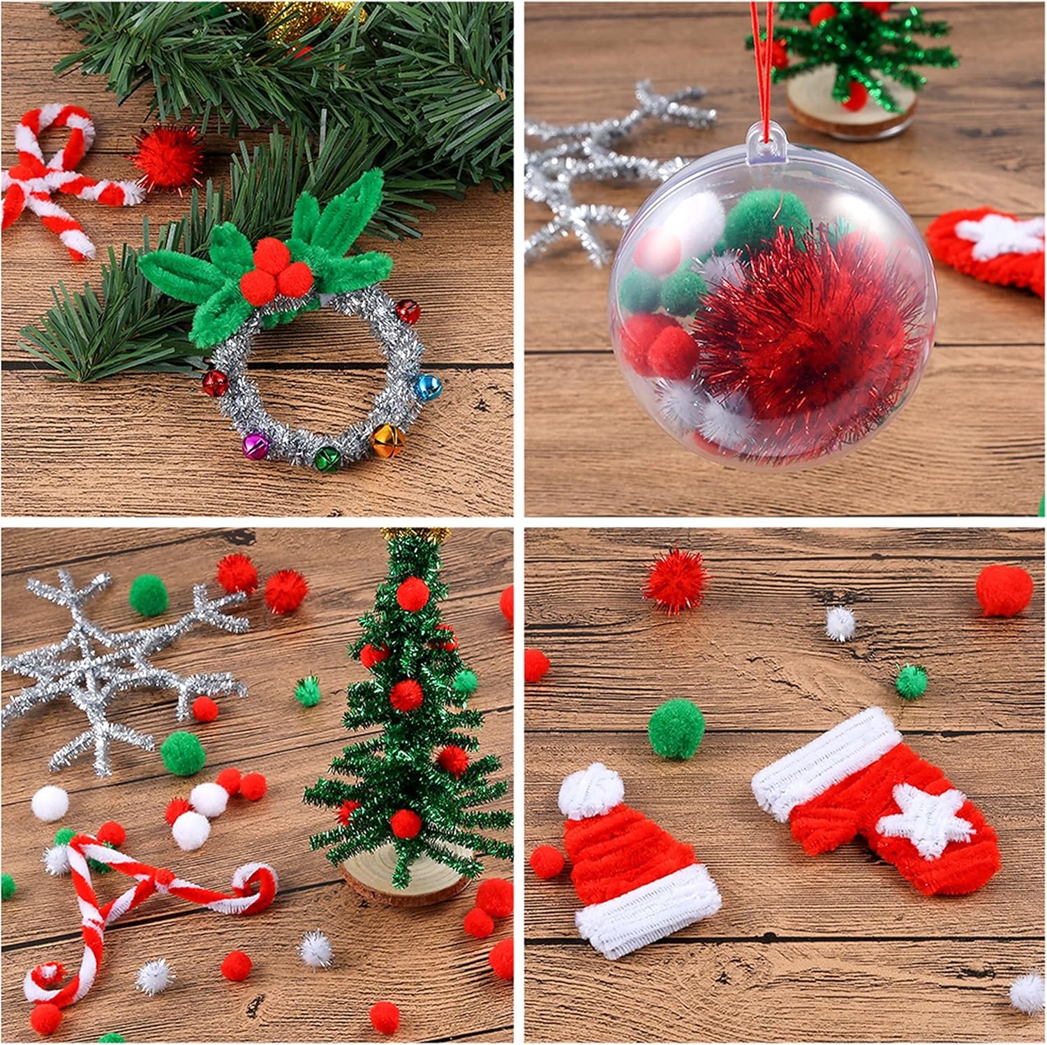 Caydo 600 Pieces Christmas Pom Poms, 1cm Arts and Crafts Pom Poms Balls for Hobby Supplies and DIY Valentine’s Day Decorations (Red, White, Green)