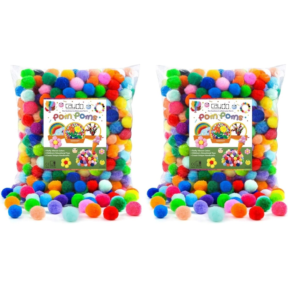 Caydo 400 Pieces 1 Inch Pom Poms for Crafts, 20 Colors Bulk Pompom Balls for Home Decorations and Kids Creative Craft DIY Material(1inch (Pack of 2))