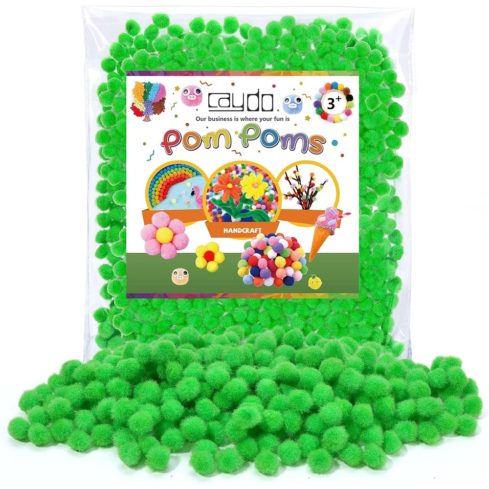 Caydo 1cm Green Pom Poms, 500 Pieces Craft Pom Poms Balls for Kids Creative Arts and Crafts Project and Home Decorations(Green)