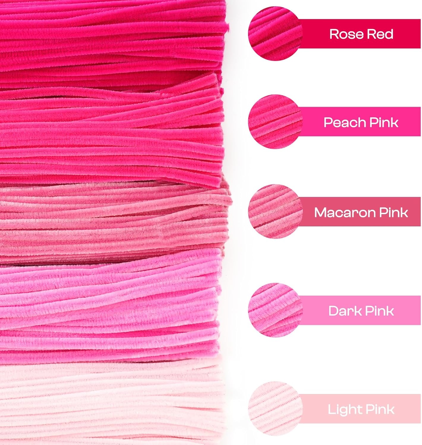 Caydo 500 Pieces Blue Flowers Pipe Cleaners, Craft Chenille Stems Bulk for DIY Art and Craft Projects Creative Gift and Home Decorations(Gradient Pink)