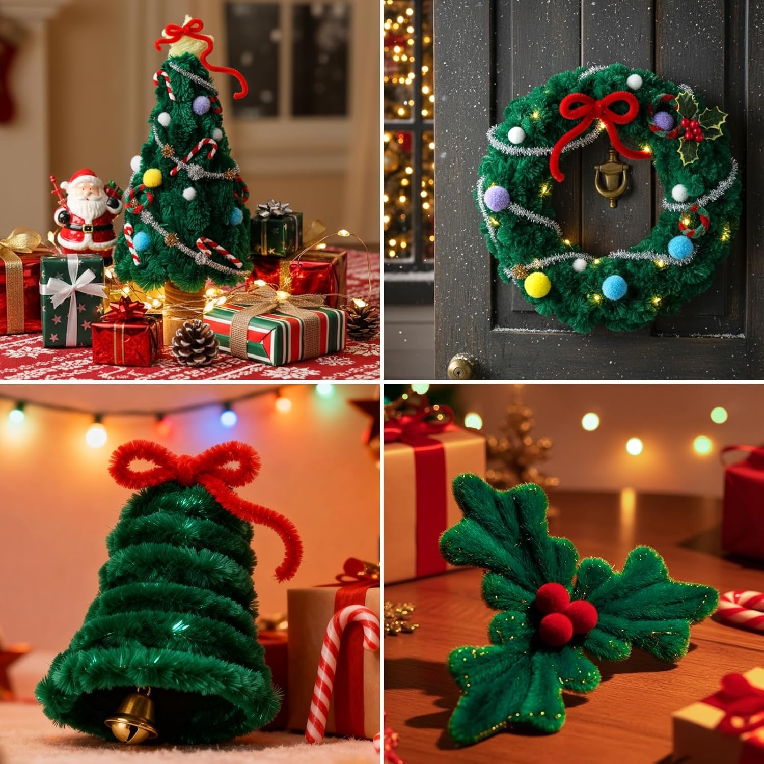 Caydo 50PCS Extra Thick Pipe Cleaners with 100pcs Eyes, Jumbo Black Chenille Stems for Kids Craft DIY Projects Creative Home Decoration(30 mm x 12 Inch)(Green)