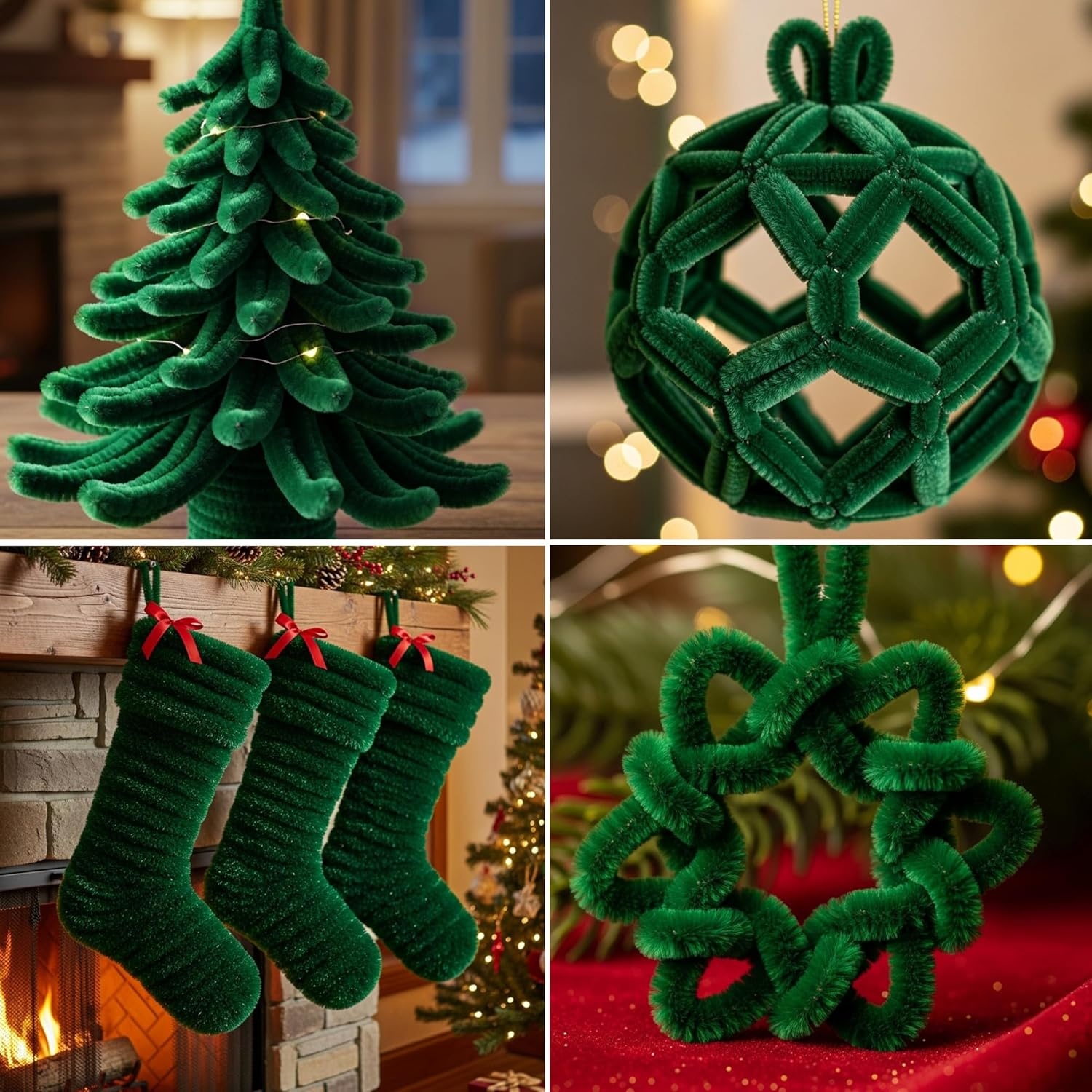 Caydo 50PCS Extra Thick Pipe Cleaners with 100pcs Eyes, Jumbo Black Chenille Stems for Kids Craft DIY Projects Creative Home Decoration(30 mm x 12 Inch)(Green)