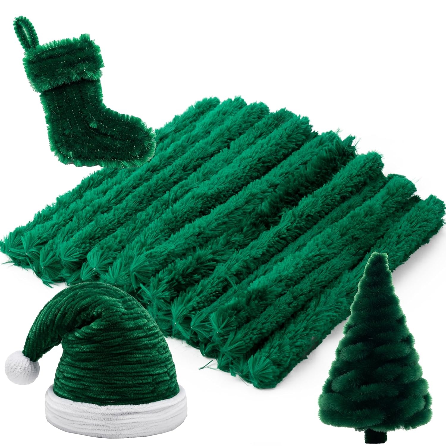 Caydo 50PCS Extra Thick Pipe Cleaners with 100pcs Eyes, Jumbo Black Chenille Stems for Kids Craft DIY Projects Creative Home Decoration(30 mm x 12 Inch)(Green)