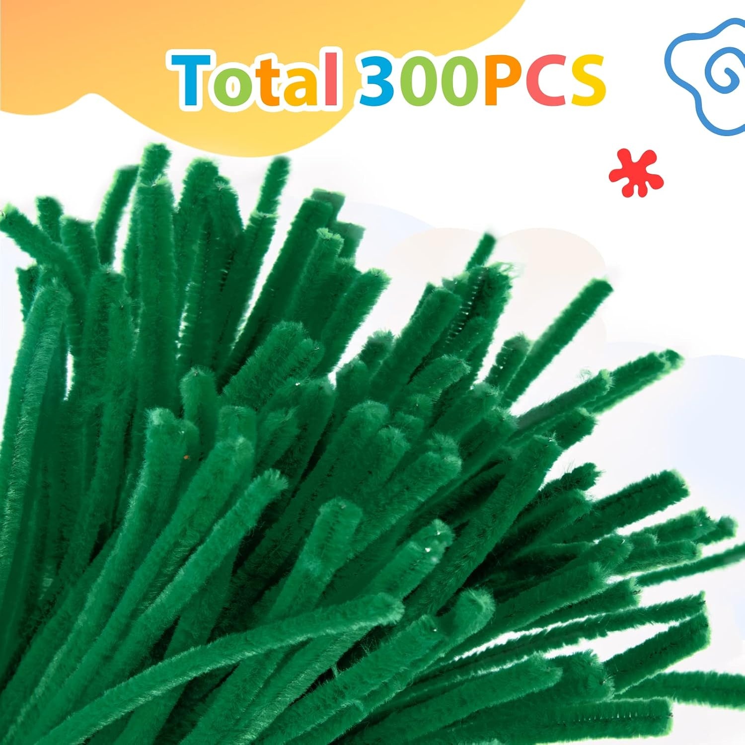 Caydo 320 Pieces Halloween Pipe Cleaners 6mm x 12inch, 4 Colors(Dark Green)