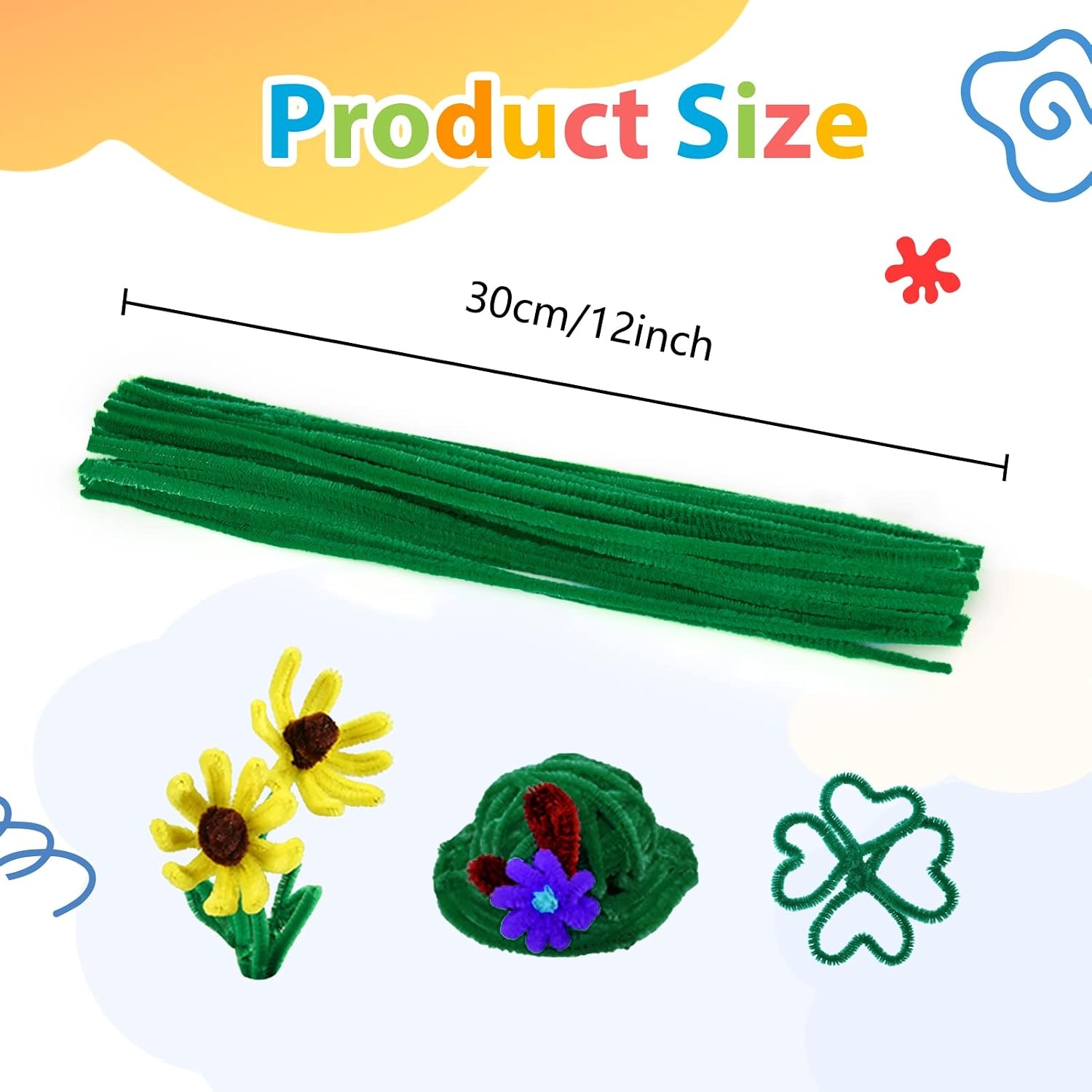 Caydo 320 Pieces Halloween Pipe Cleaners 6mm x 12inch, 4 Colors(Dark Green)