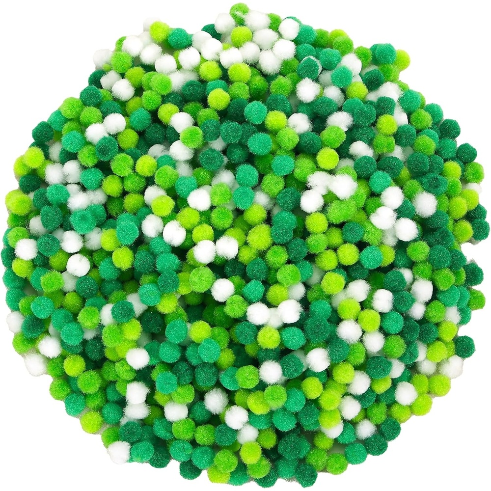 Caydo 1cm Green Pom Poms, 500 Pieces Craft Pom Poms Balls for Kids Creative Arts and Crafts Project and Home Decorations(Gradient Green)