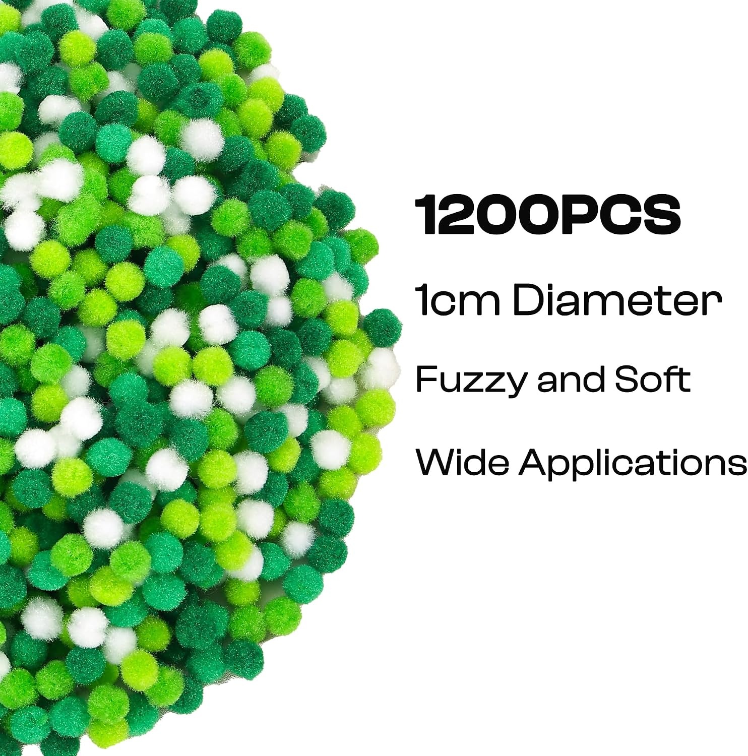 Caydo 1cm Green Pom Poms, 500 Pieces Craft Pom Poms Balls for Kids Creative Arts and Crafts Project and Home Decorations(Gradient Green)