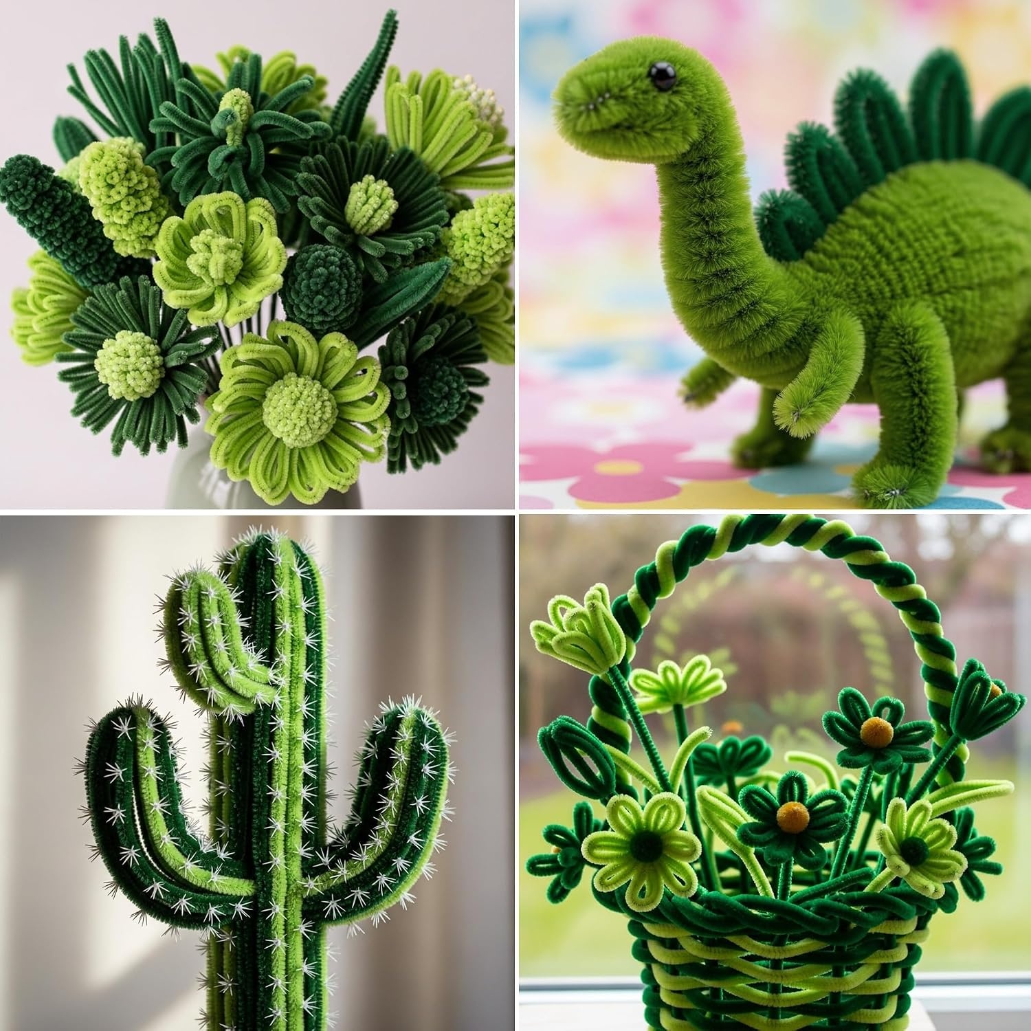 Caydo 200 Pieces Halloween Pipe Cleaners with 100PCS Wiggle Eyes, 8 Colors(Dark Green & Moss Green)