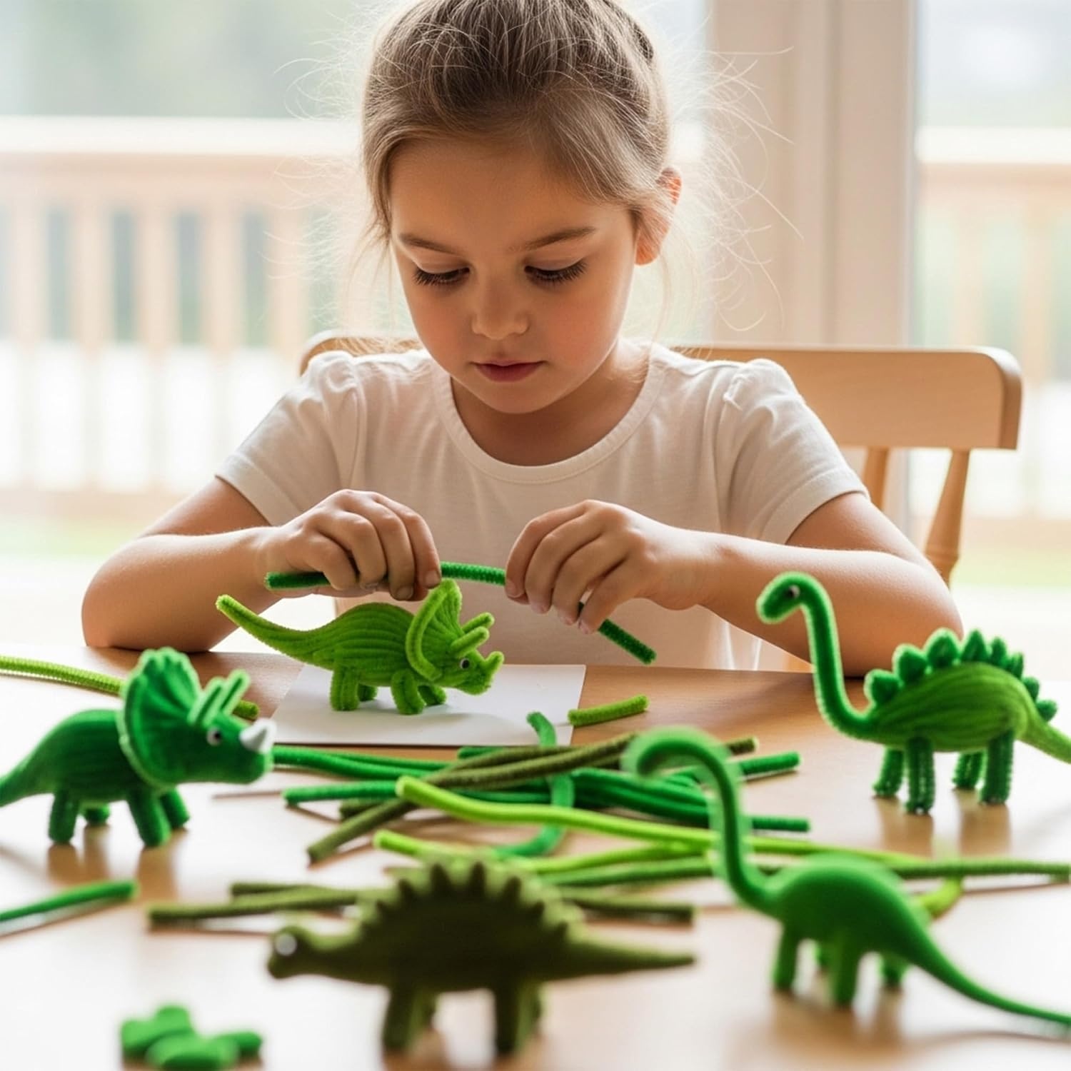 Caydo 200 Pieces Halloween Pipe Cleaners with 100PCS Wiggle Eyes, 8 Colors(Dark Green & Moss Green)