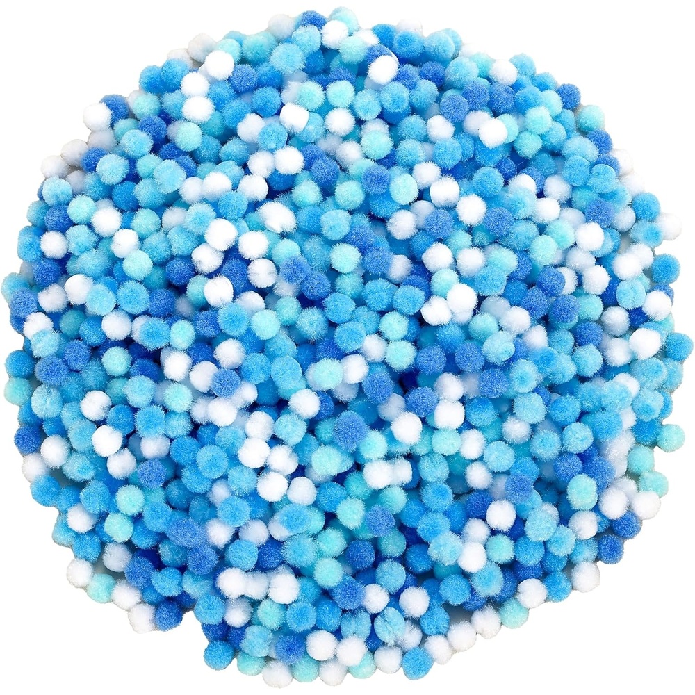 Caydo 1cm Green Pom Poms, 500 Pieces Craft Pom Poms Balls for Kids Creative Arts and Crafts Project and Home Decorations(Gradient Blue)