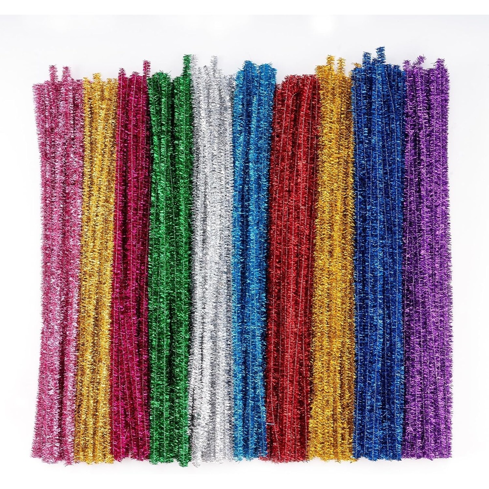 Caydo 200 Pieces Halloween Pipe Cleaners with 100PCS Wiggle Eyes, 8 Colors(Glitter 10 Colors)