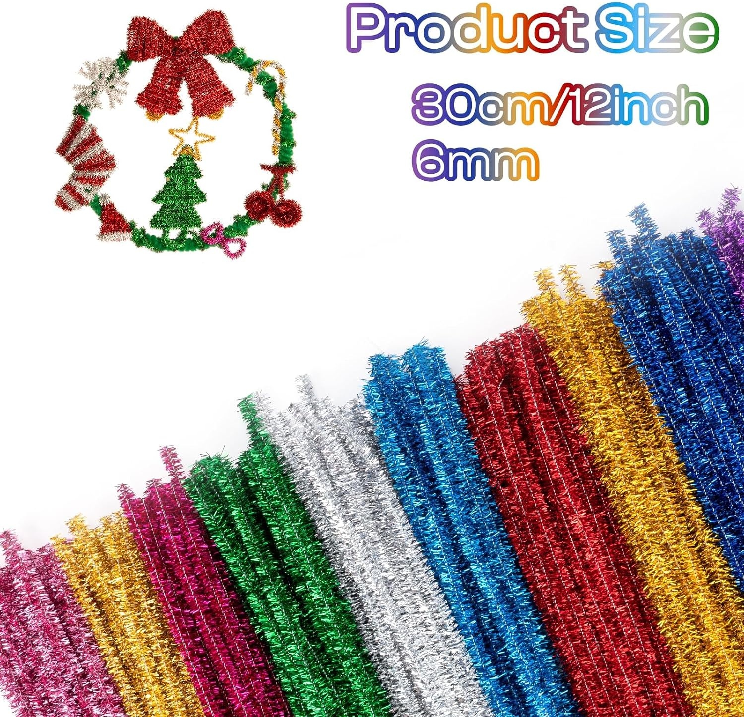 Caydo 200 Pieces Halloween Pipe Cleaners with 100PCS Wiggle Eyes, 8 Colors(Glitter 10 Colors)