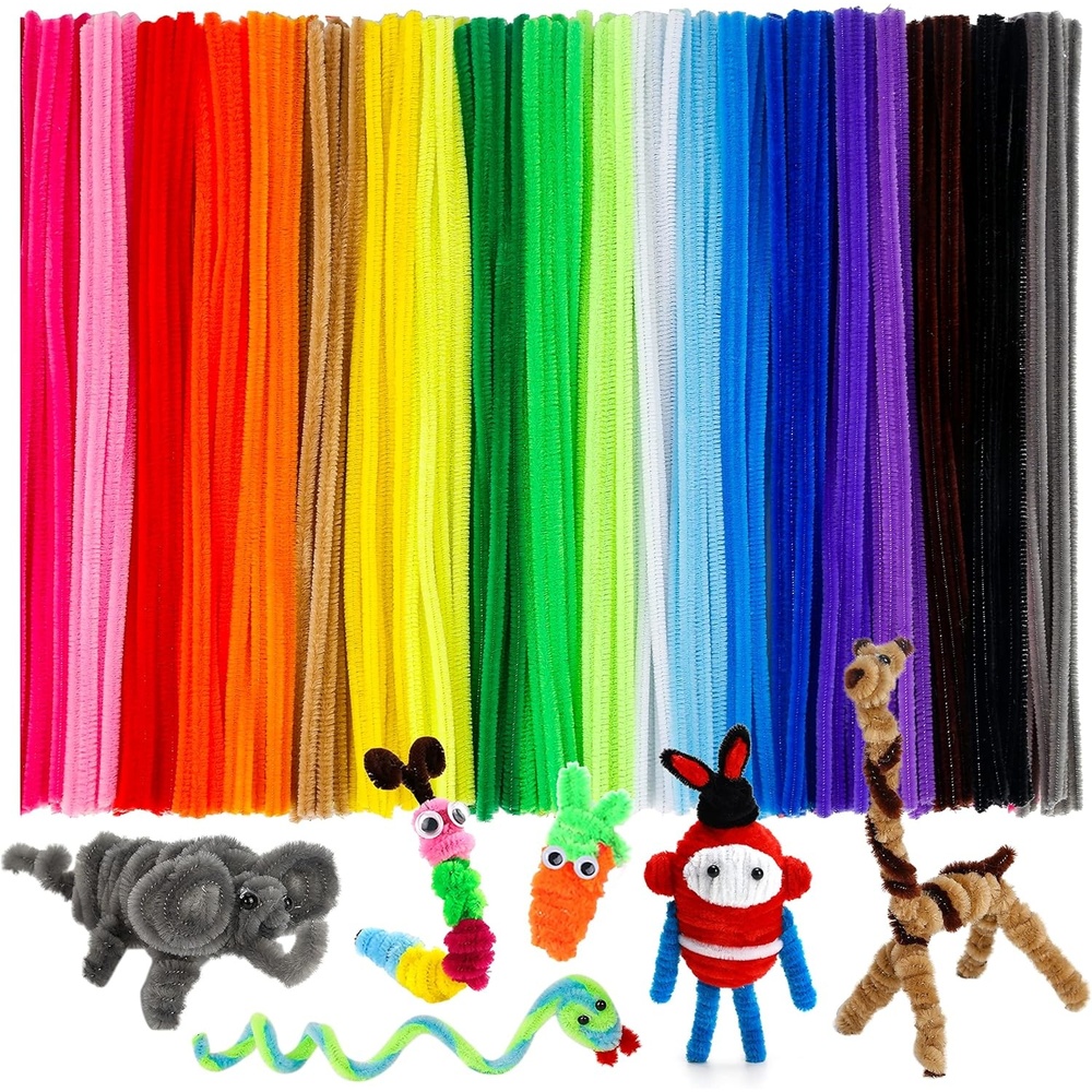 Caydo 200 Pieces Orange Pipe Cleaners for Flowers Making, Craft Chenille Stems for Kids Creative DIY Art Crafts and Home Decorations (12 Inch x 6 mm)(Multicolor)