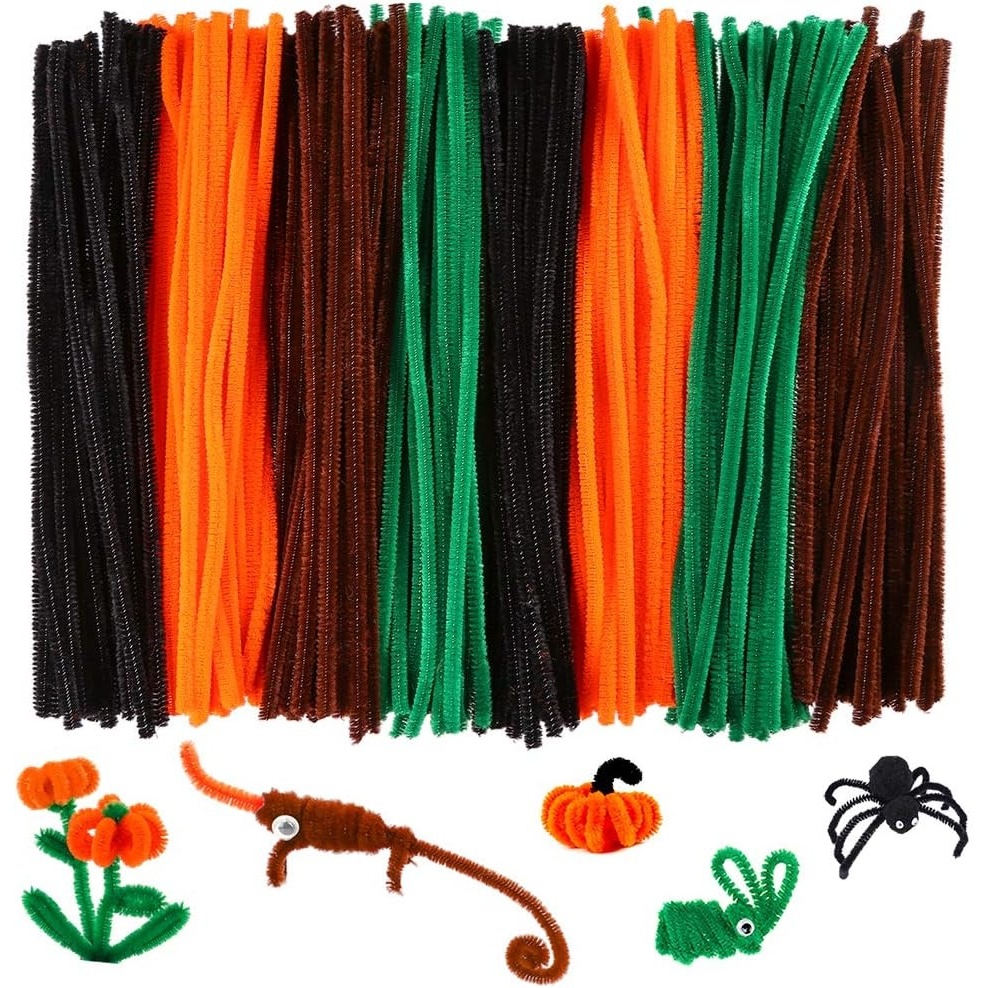 Caydo 320 Pieces Halloween Pipe Cleaners 6mm x 12inch, 4 Colors(4 Colors(Halloween))