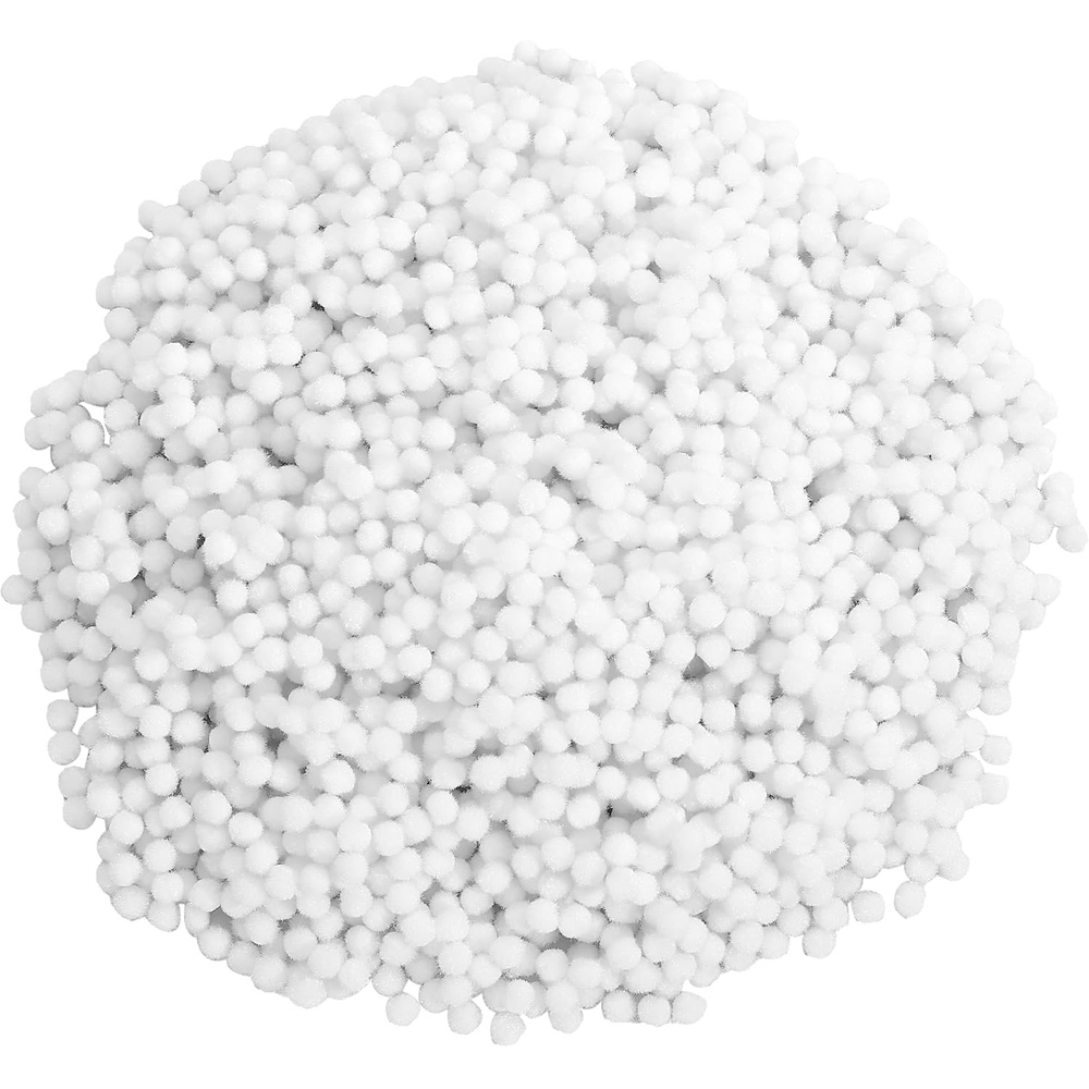 Caydo 2400 Pieces Mini Craft Pompoms Assorted Colors 6 mm Pom poms for Hobby Supplies and Home Decorations(White)