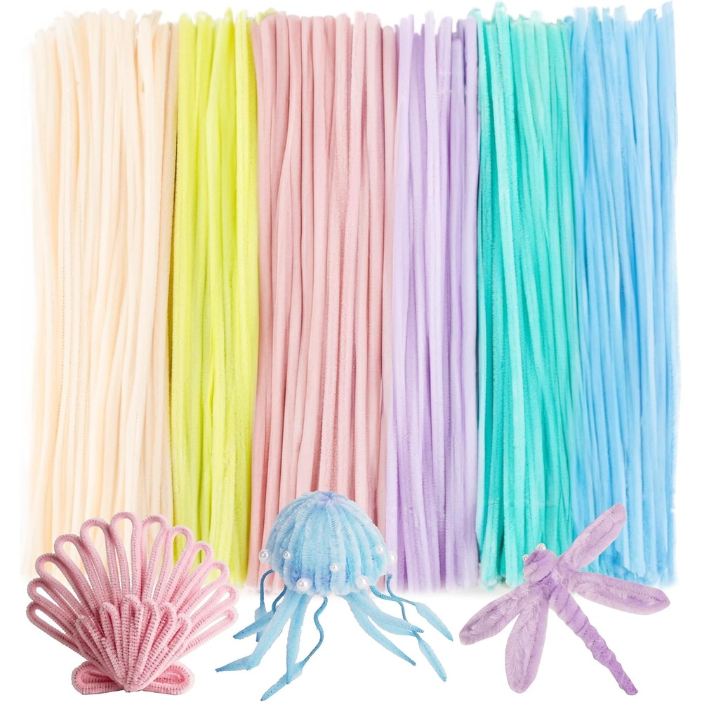 Caydo 500 Pieces Blue Flowers Pipe Cleaners, Craft Chenille Stems Bulk for DIY Art and Craft Projects Creative Gift and Home Decorations(Macaroon)