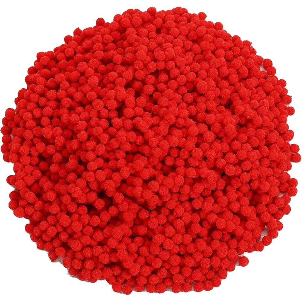 Caydo 2400 Pieces Mini Craft Pompoms Assorted Colors 6 mm Pom poms for Hobby Supplies and Home Decorations(Red)