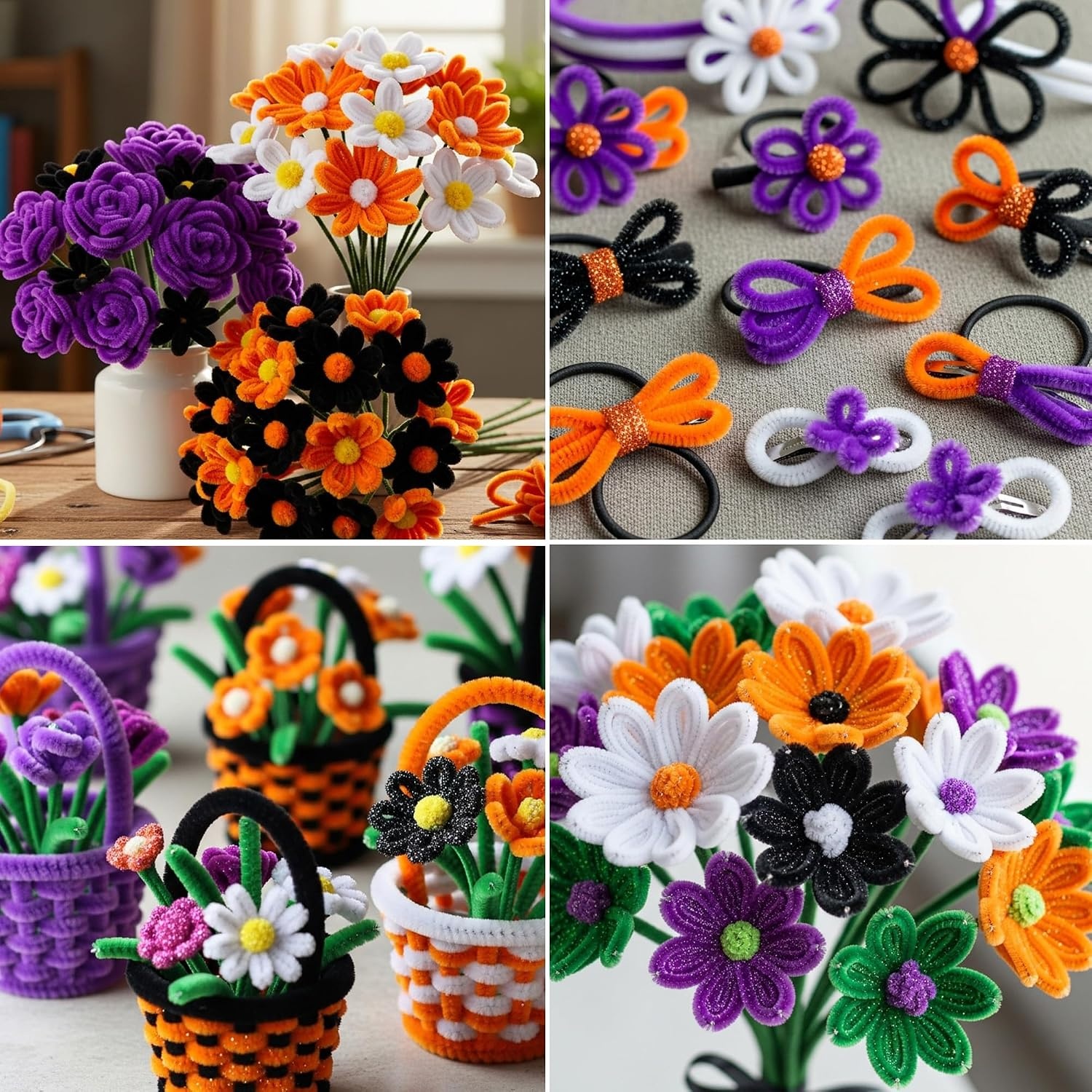 Caydo 200 Pieces Halloween Pipe Cleaners with 100PCS Wiggle Eyes, 8 Colors(8 Colors(Halloween))