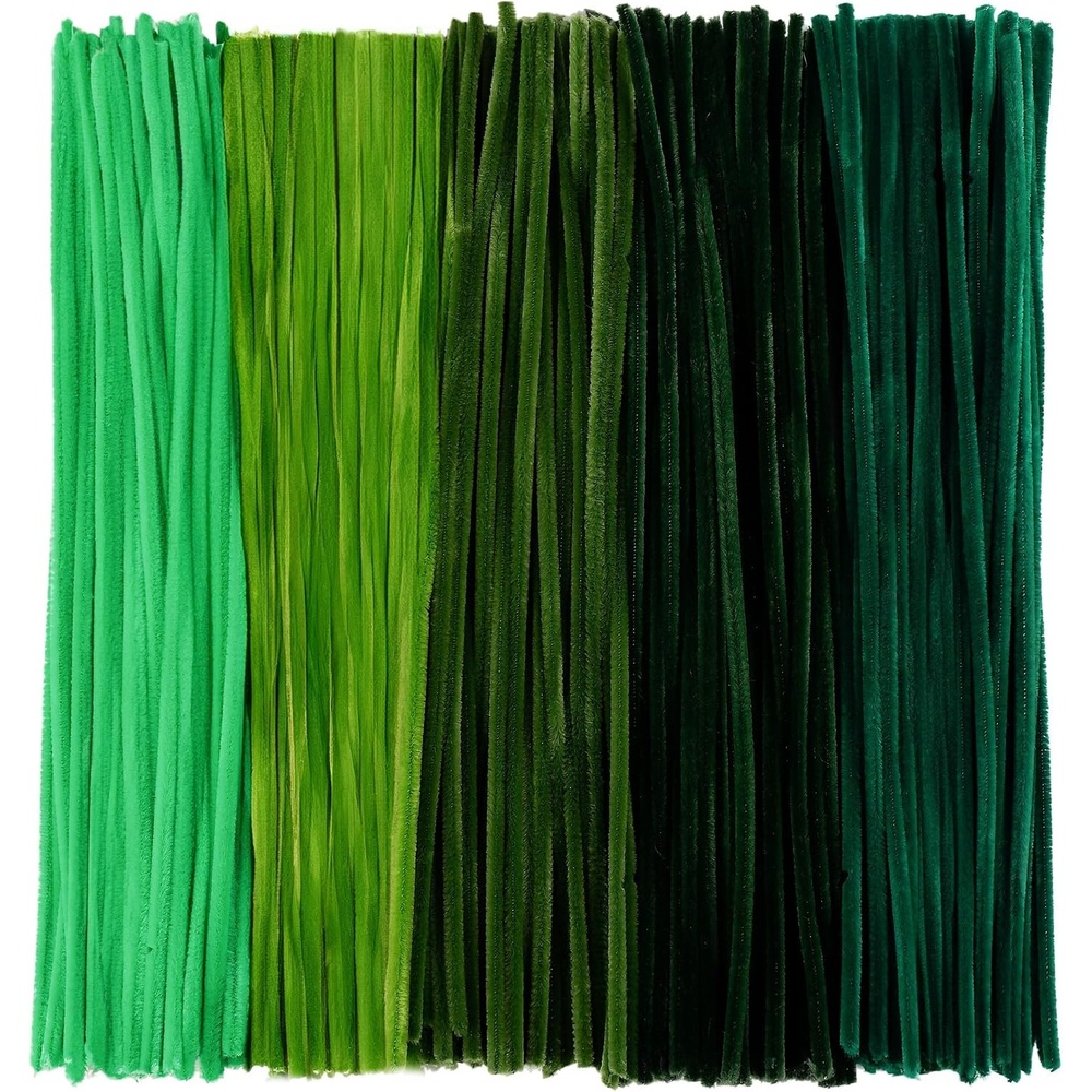 Caydo 200 Pieces Halloween Pipe Cleaners with 100PCS Wiggle Eyes, 8 Colors(Gradient Green)