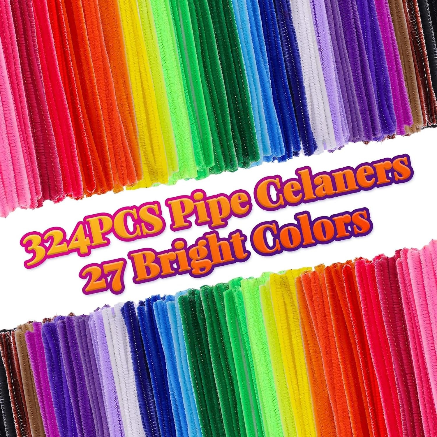 Caydo 320 Pieces Halloween Pipe Cleaners 6mm x 12inch, 4 Colors(27 Colors)
