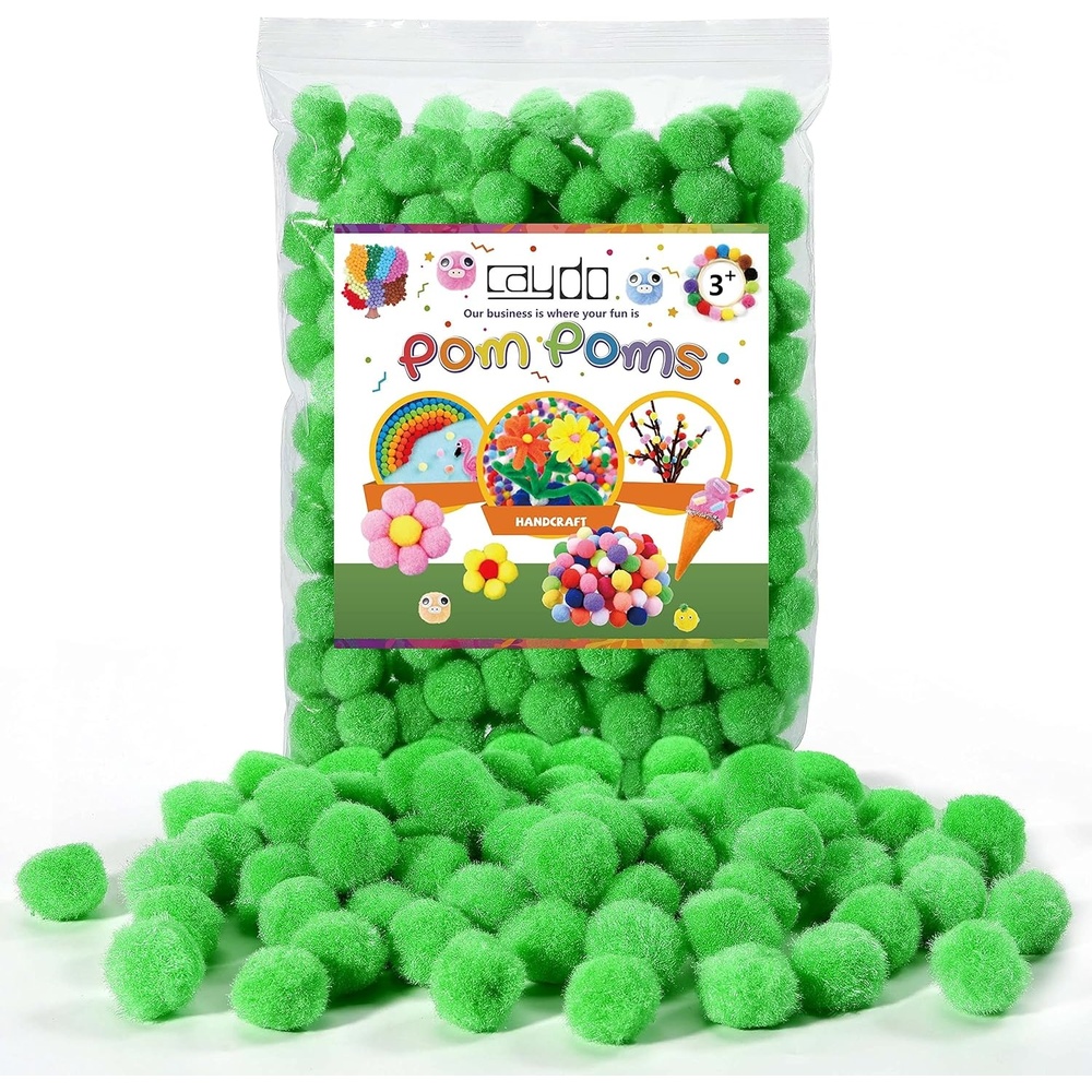 Caydo 150 Pieces Green Pom Poms, 1 inch Craft Pompom Balls for Kids Art and Craft Projects Creative Decorations