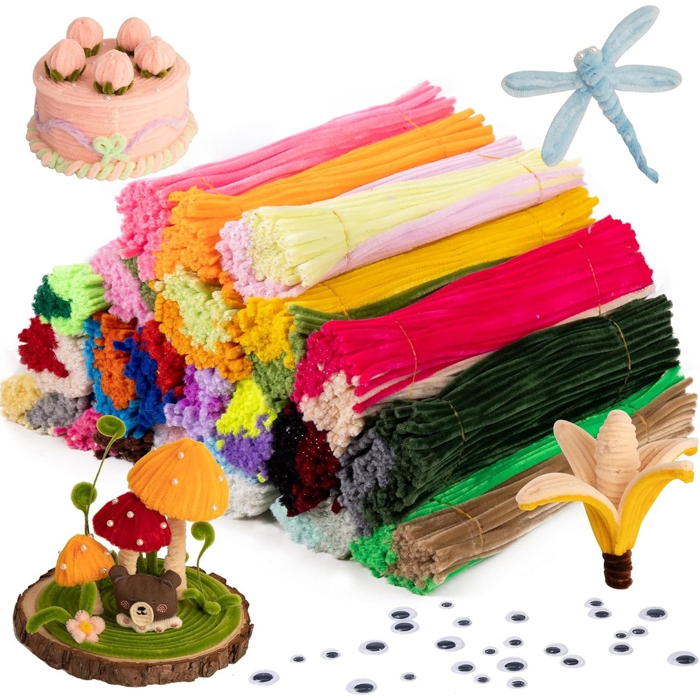 Caydo 360 Pieces Pipe Cleaners 40 Assorted Colored Chenille Stems for Art and Crafts, Children’s Craft Supplies and Home Decorations (6 mm x 12 inch)(40 Colors)