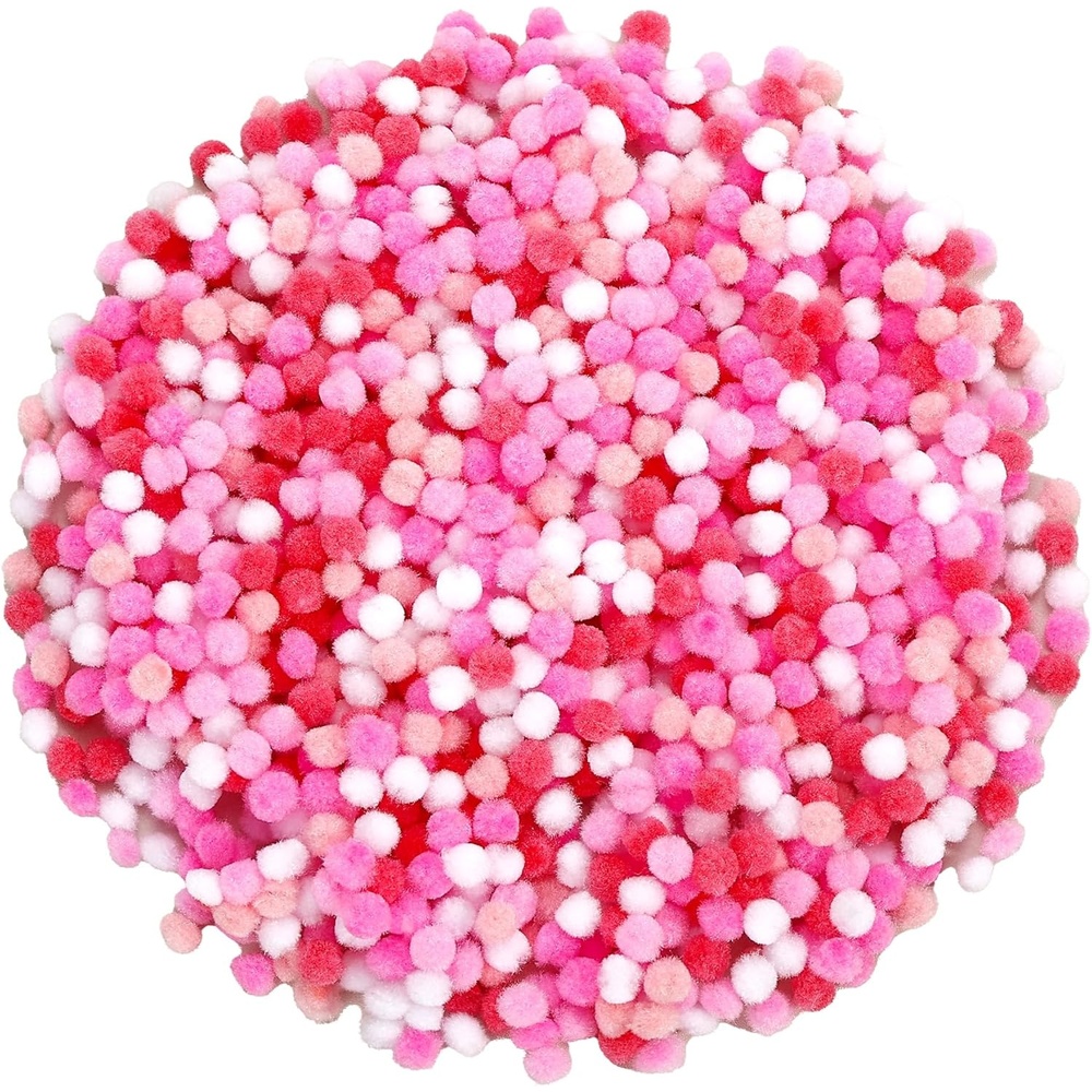 Caydo 1cm Green Pom Poms, 500 Pieces Craft Pom Poms Balls for Kids Creative Arts and Crafts Project and Home Decorations(Gradient Pink)