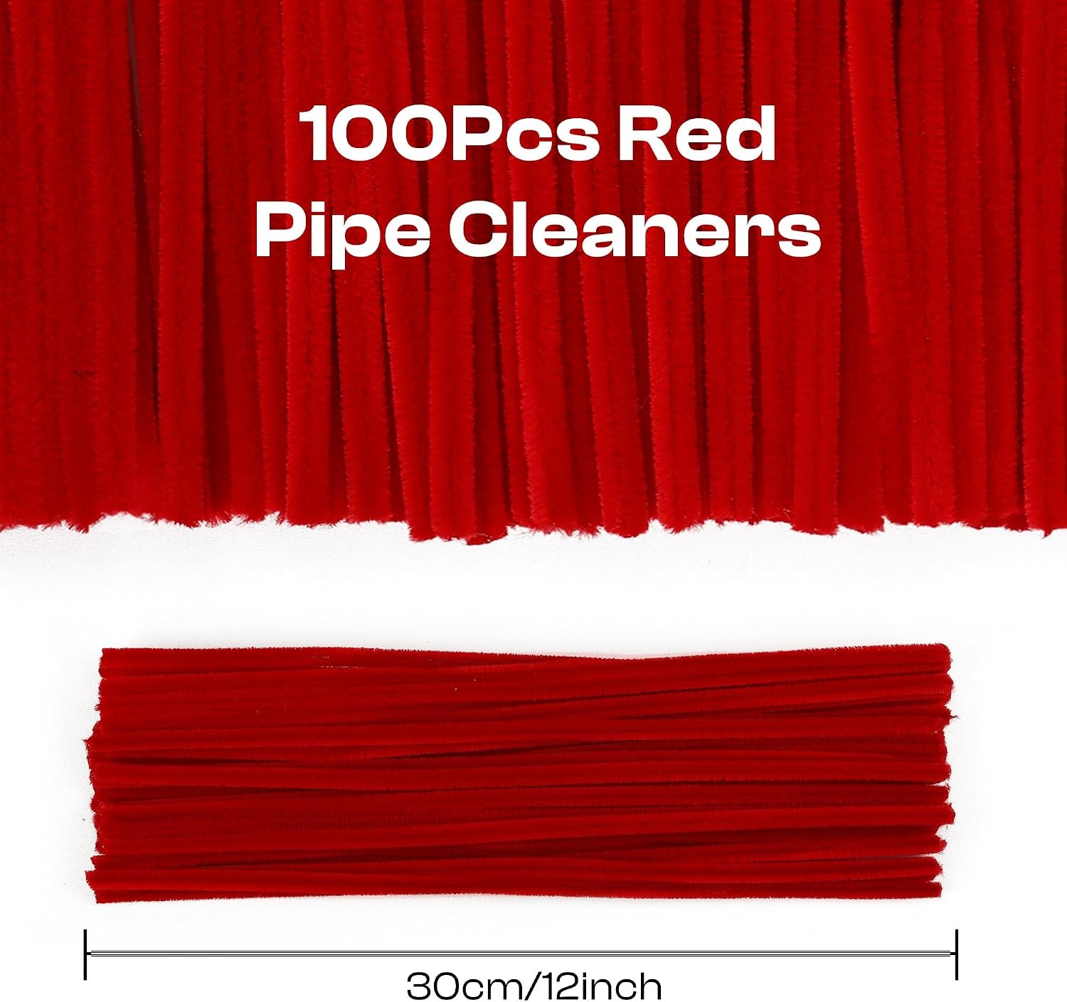 Caydo 100 Pieces Moss Green Pipe Cleaners Craft, Flexible Chenille Stems Bulk for Kids DIY Arts Crafts Project and Home Decoration, 6 mm x 12 Inch(Red)