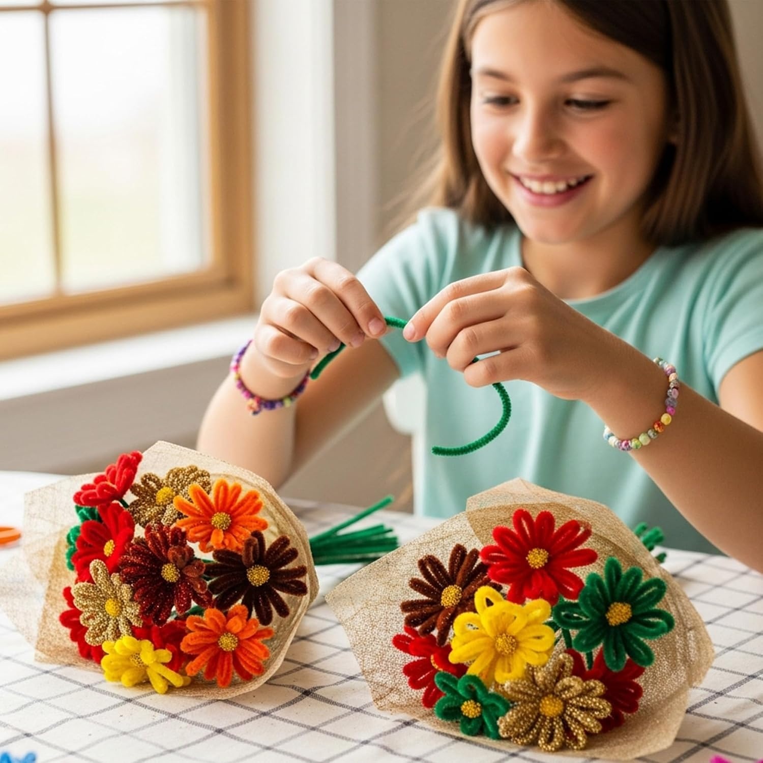 Caydo 200 Pieces Halloween Pipe Cleaners with 100PCS Wiggle Eyes, 8 Colors(10 Colors(Autumn))