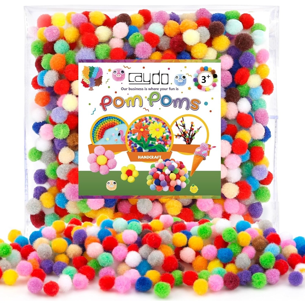Caydo 1cm Green Pom Poms, 500 Pieces Craft Pom Poms Balls for Kids Creative Arts and Crafts Project and Home Decorations(20 Colors)