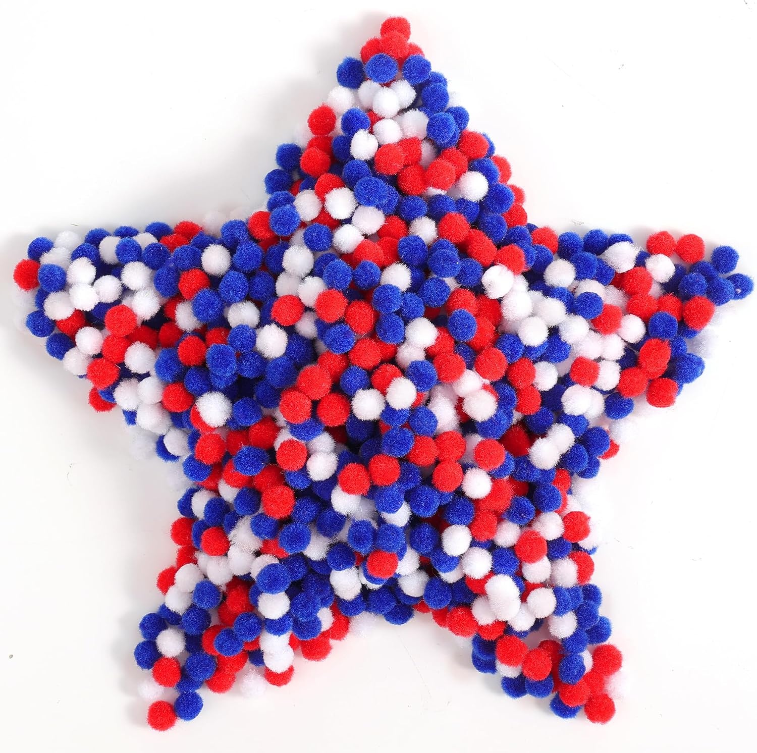Caydo 1cm Green Pom Poms, 500 Pieces Craft Pom Poms Balls for Kids Creative Arts and Crafts Project and Home Decorations(Red White Blue)