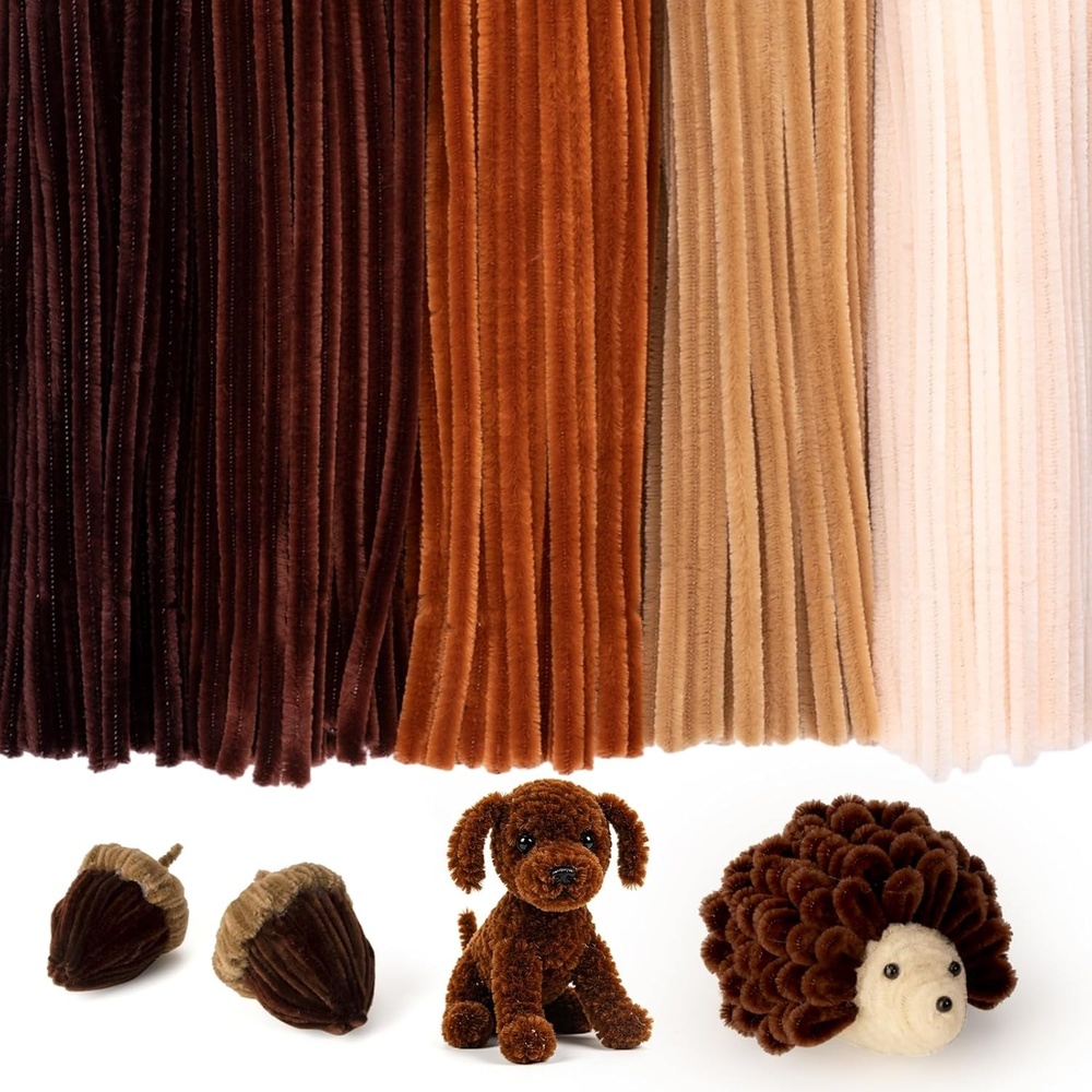 Caydo 500 Pieces Blue Flowers Pipe Cleaners, Craft Chenille Stems Bulk for DIY Art and Craft Projects Creative Gift and Home Decorations(Gradient Brown)