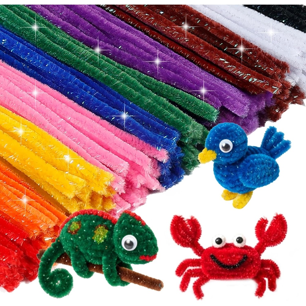 Caydo 200 Pieces Orange Pipe Cleaners for Flowers Making, Craft Chenille Stems for Kids Creative DIY Art Crafts and Home Decorations (12 Inch x 6 mm)(Pastel)