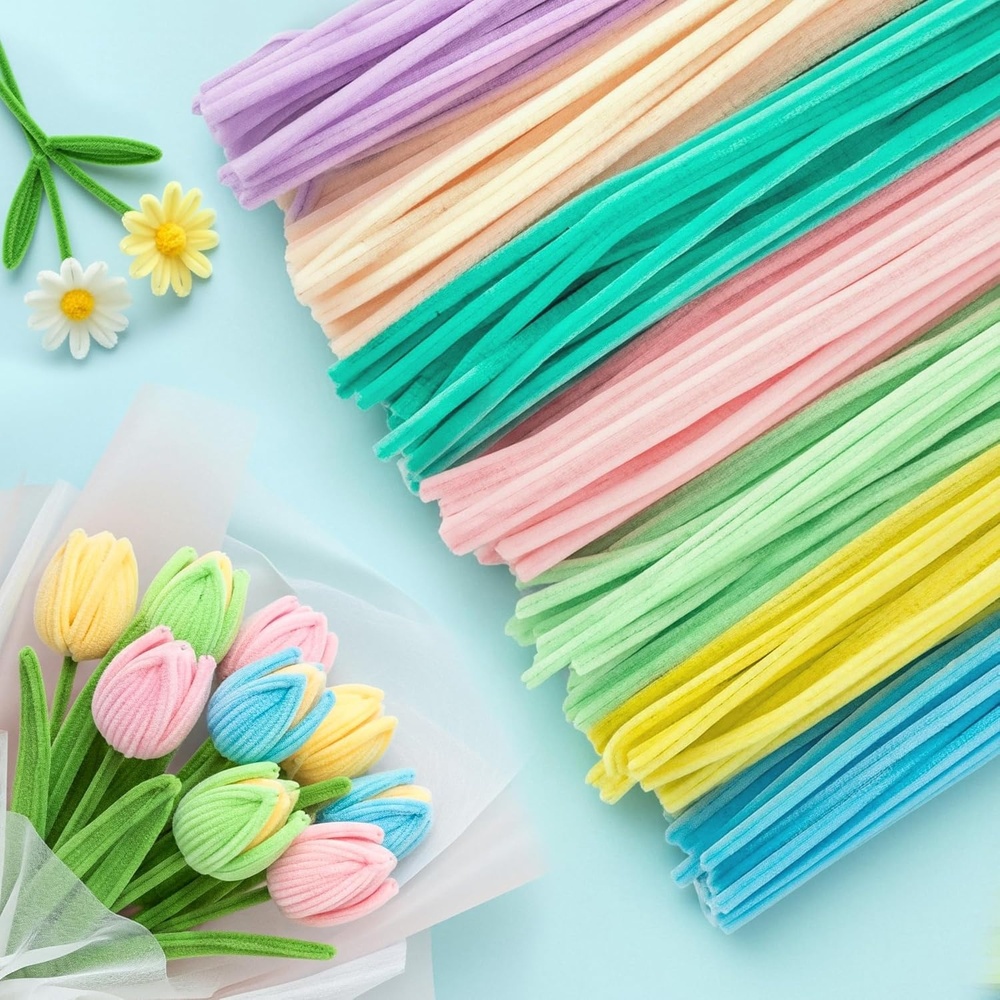 Caydo 200 Pieces Macaroon Color Pipe Cleaners Craft Chenille Stems for DIY Art Creative Crafts Party and Home Decorations (12 Inch x 6 mm)