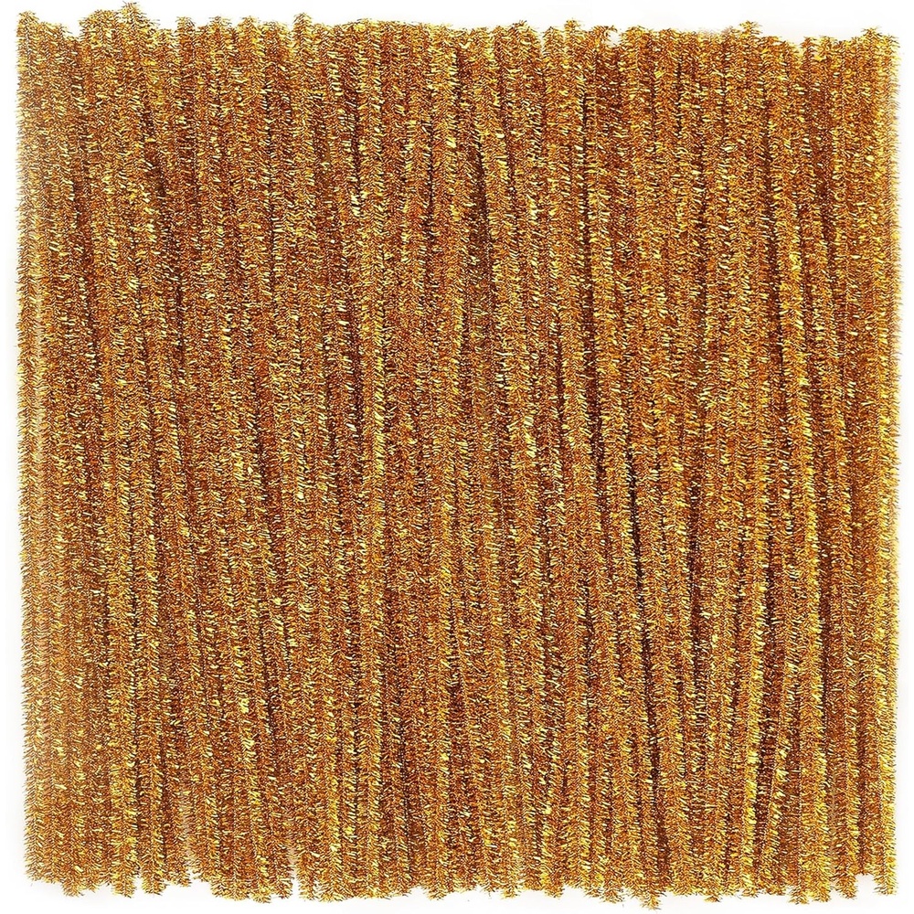 Caydo 200 Pieces Orange Pipe Cleaners for Flowers Making, Craft Chenille Stems for Kids Creative DIY Art Crafts and Home Decorations (12 Inch x 6 mm)(Glitter Golden)
