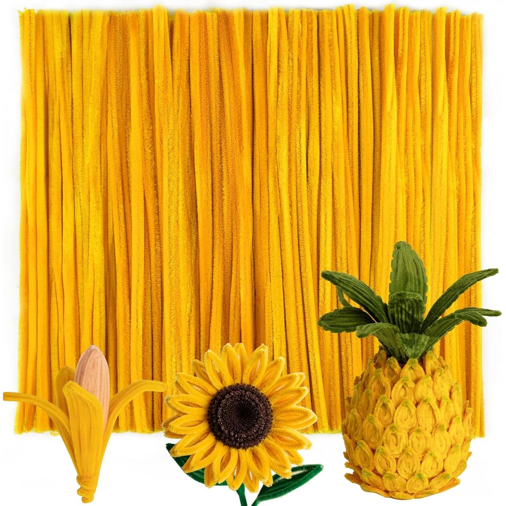 Caydo 200 Pieces Orange Pipe Cleaners for Flowers Making, Craft Chenille Stems for Kids Creative DIY Art Crafts and Home Decorations (12 Inch x 6 mm)(Blonde)