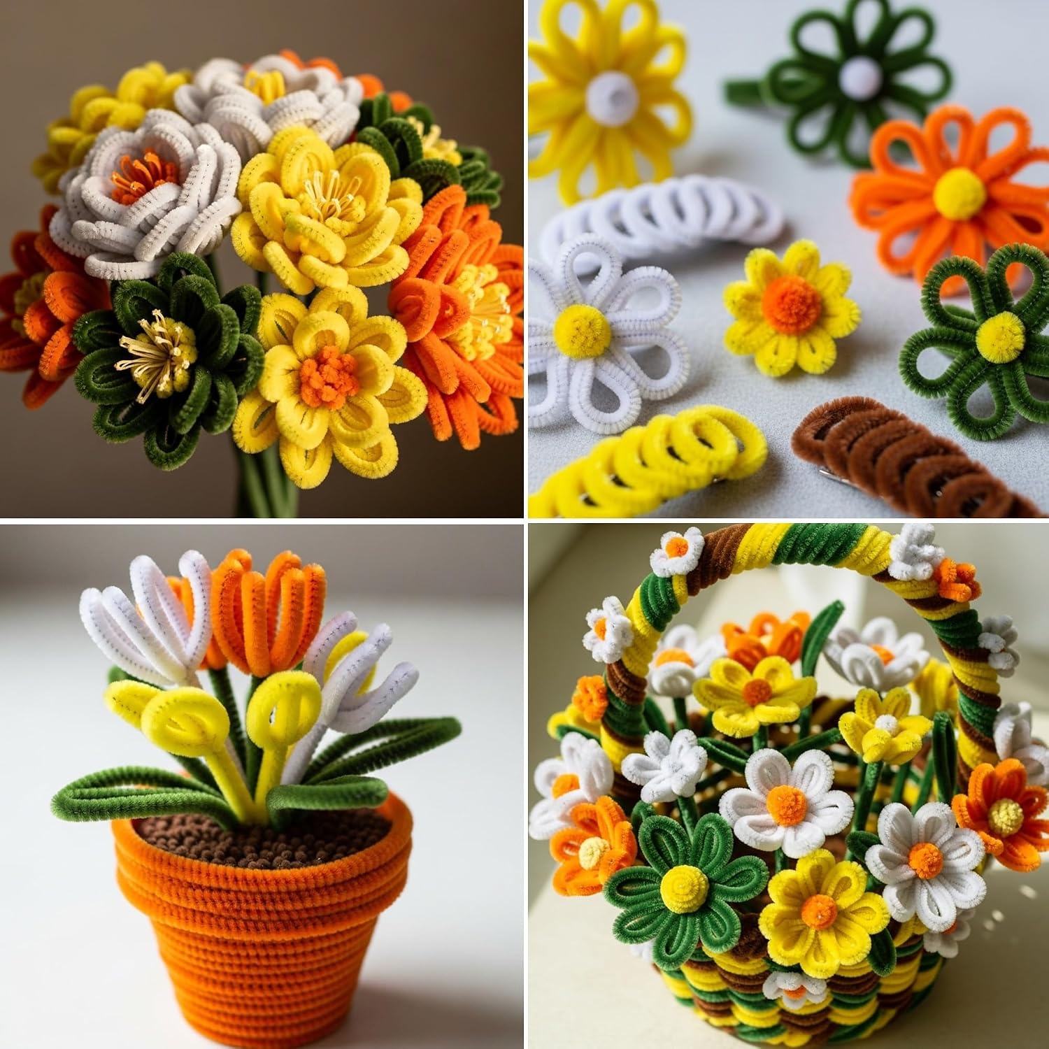 Caydo 200 Pieces Halloween Pipe Cleaners with 100PCS Wiggle Eyes, 8 Colors(5 Colors(Sunflower))
