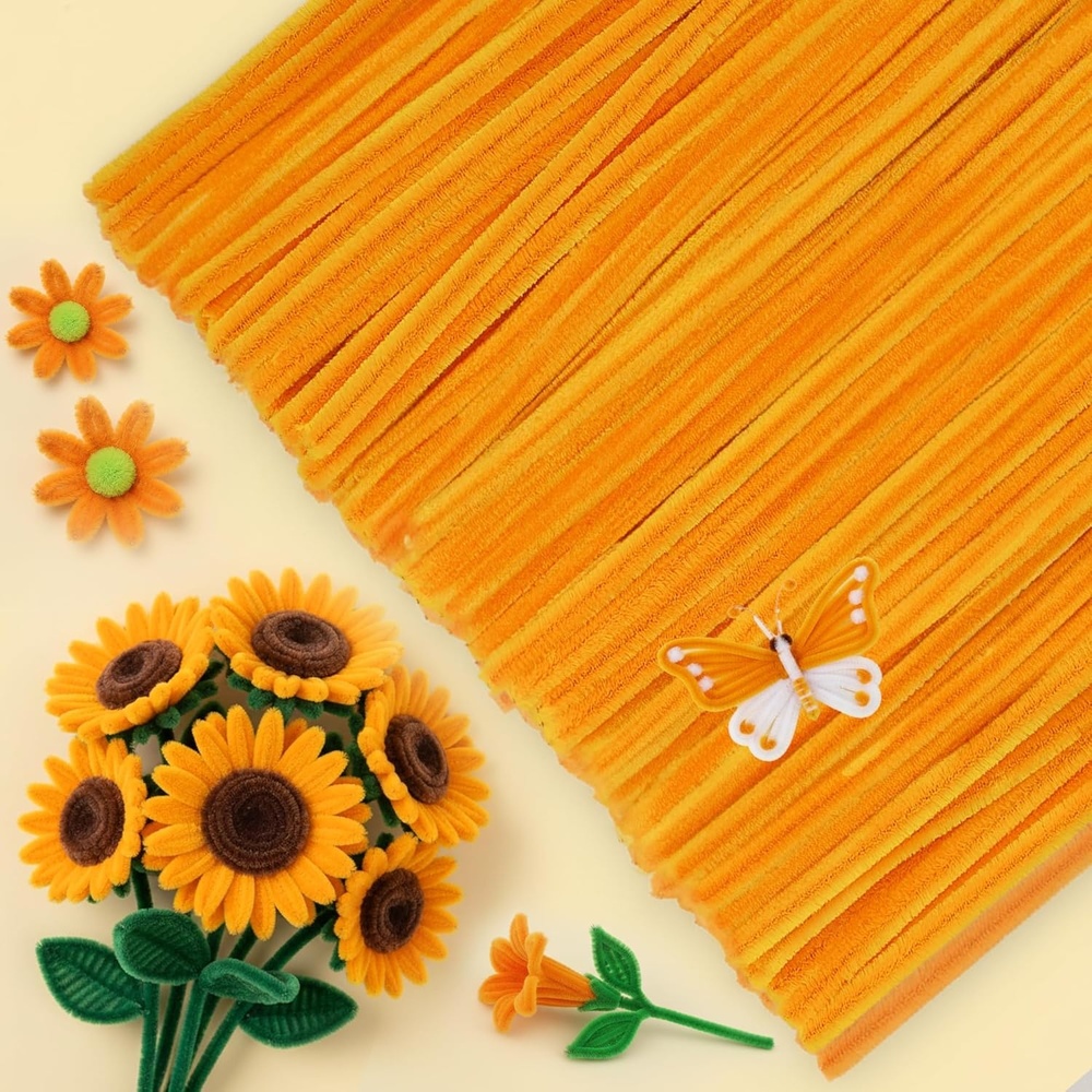 Caydo 100 Pieces Moss Green Pipe Cleaners Craft, Flexible Chenille Stems Bulk for Kids DIY Arts Crafts Project and Home Decoration, 6 mm x 12 Inch(Blonde)