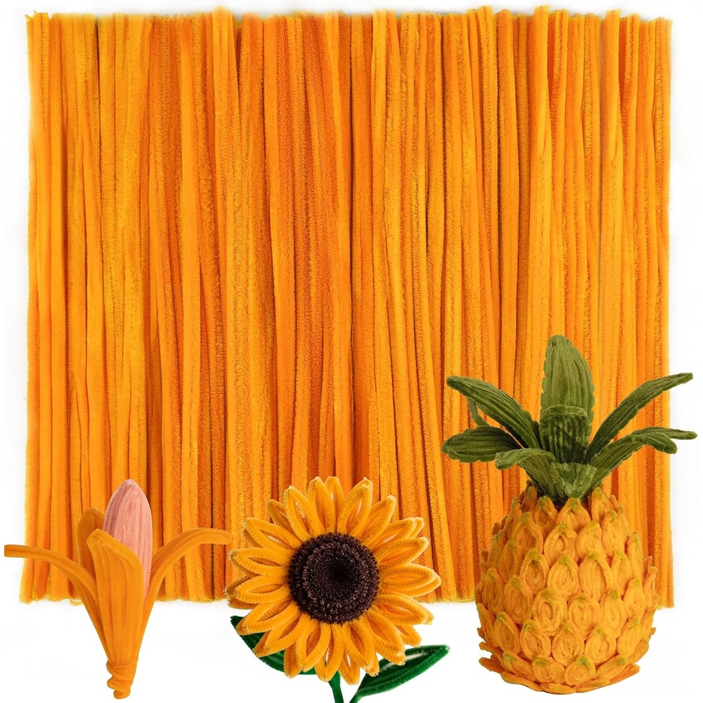 Caydo 200 Pieces Halloween Pipe Cleaners with 100PCS Wiggle Eyes, 8 Colors(Blonde)
