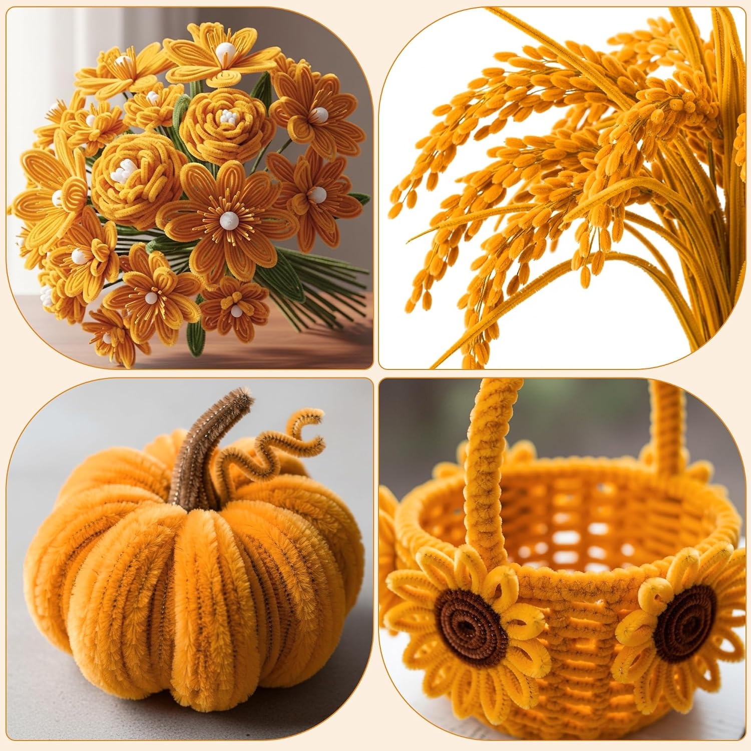 Caydo 200 Pieces Halloween Pipe Cleaners with 100PCS Wiggle Eyes, 8 Colors(Blonde)