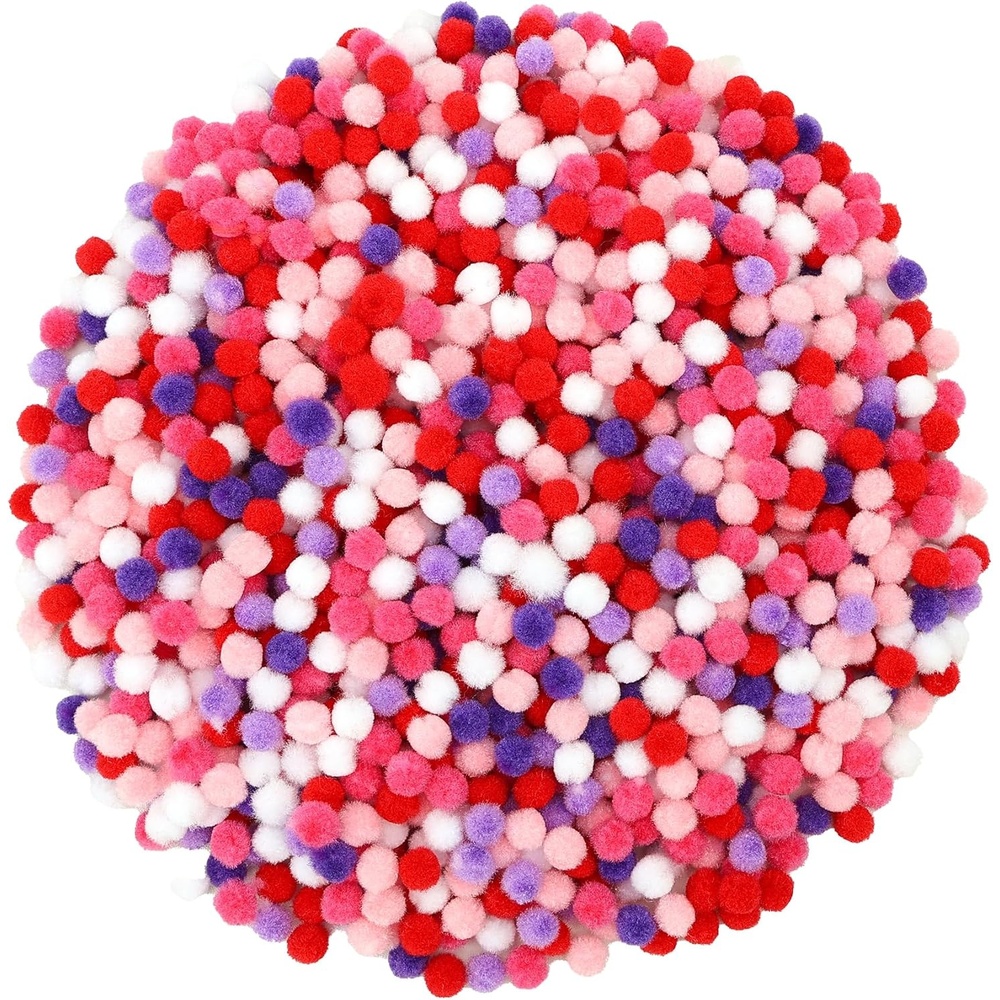 Caydo 1cm Green Pom Poms, 500 Pieces Craft Pom Poms Balls for Kids Creative Arts and Crafts Project and Home Decorations(Valentine)