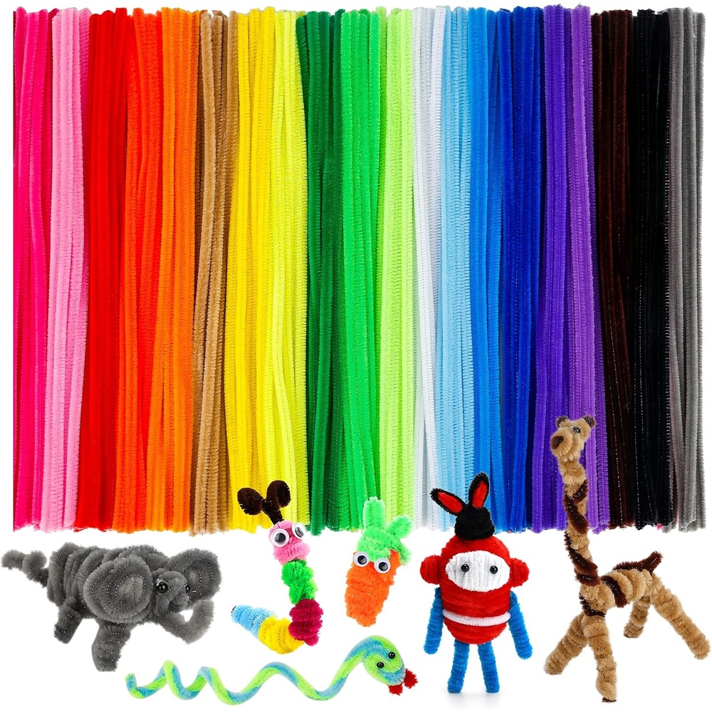 Caydo 200 Pieces Halloween Pipe Cleaners with 100PCS Wiggle Eyes, 8 Colors(Multicolor)