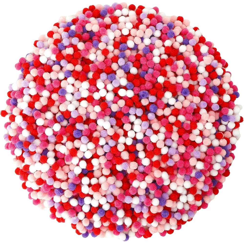 Caydo 2400 Pieces Mini Craft Pompoms Assorted Colors 6 mm Pom poms for Hobby Supplies and Home Decorations(Pink)